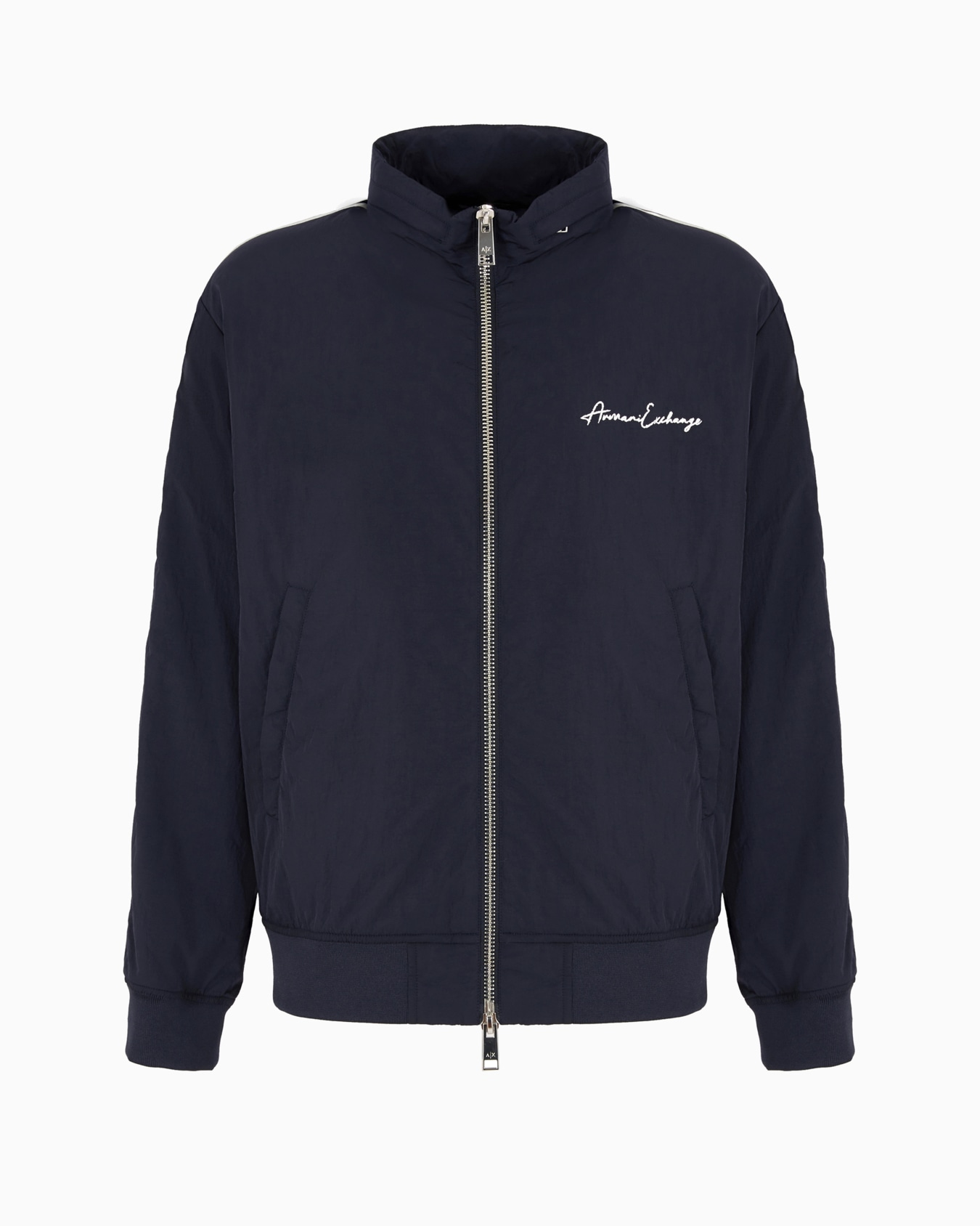 Full zip blouson in crinkle fabric with logo on the chest Slide 0