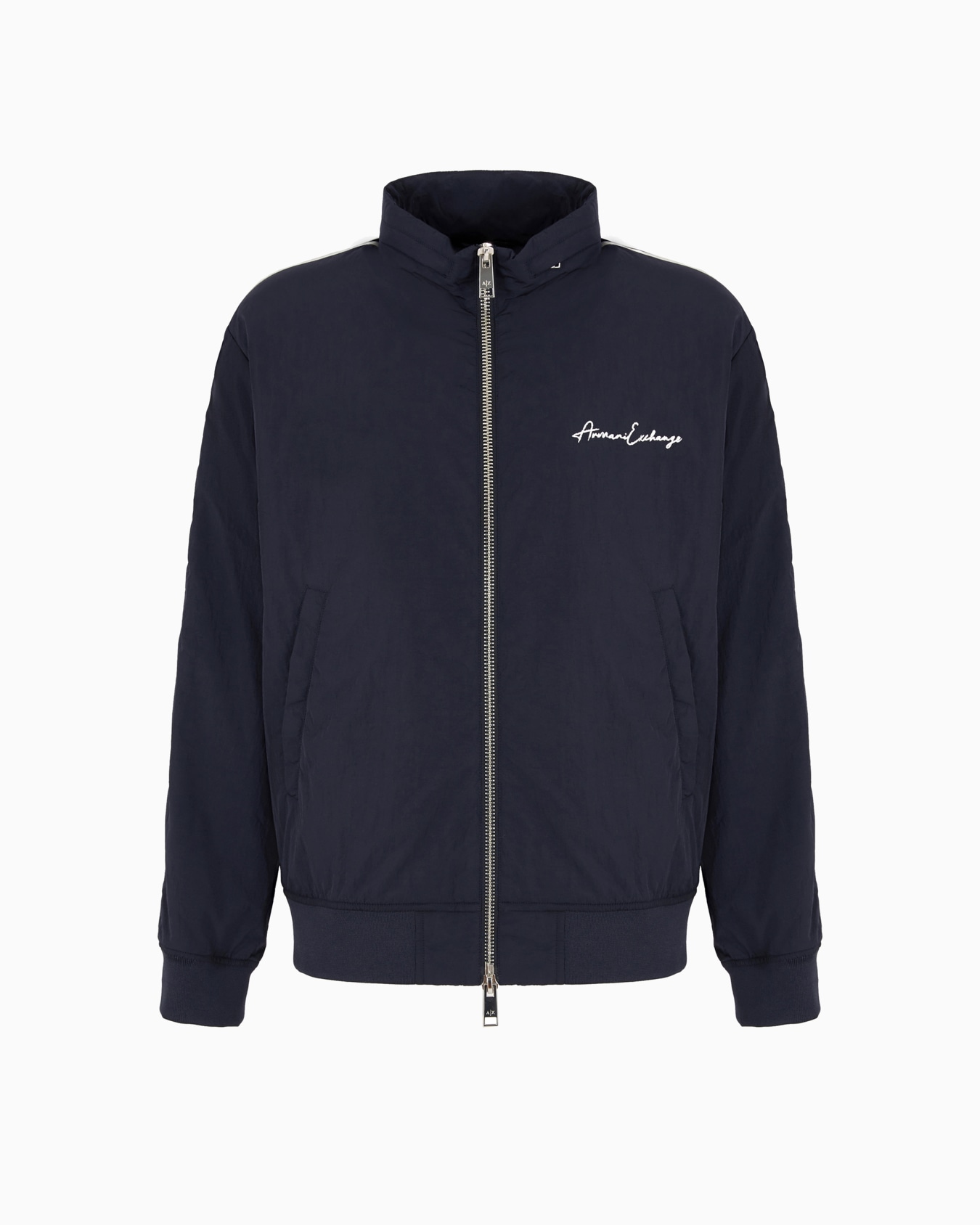 Full zip blouson in crinkle fabric with logo on the chest Slide 0