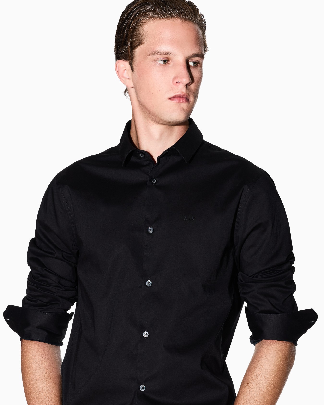 Slim fit shirt in stretch cotton poplin Slide 4