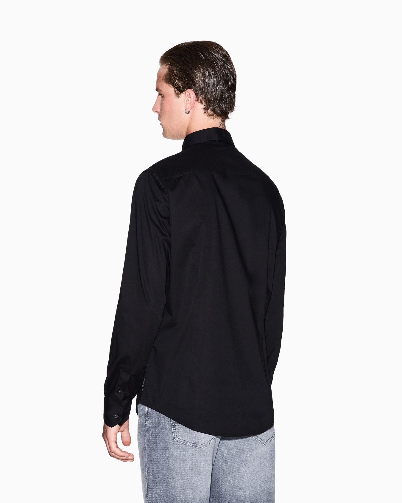 Slim fit shirt in stretch cotton poplin Slide 2