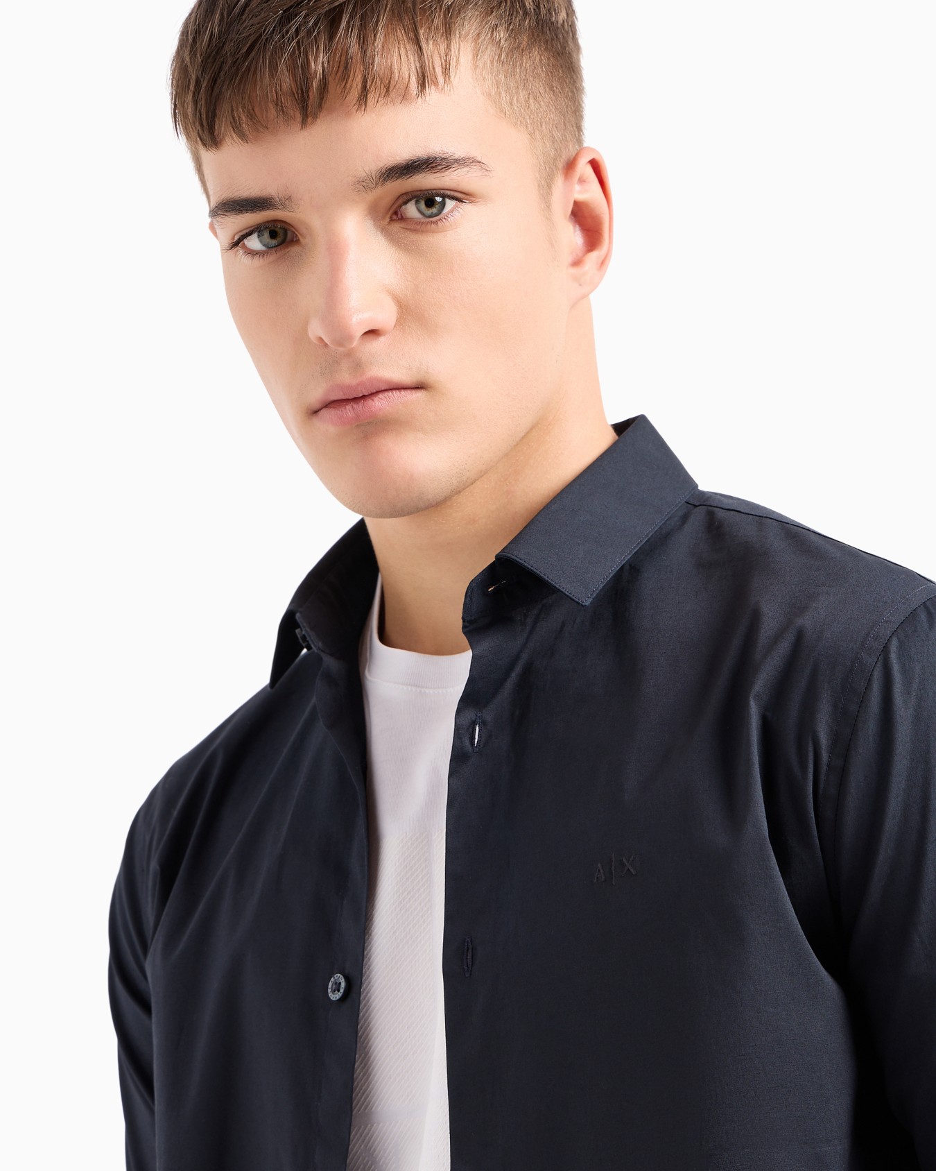 Slim fit shirt in stretch cotton poplin Slide 5