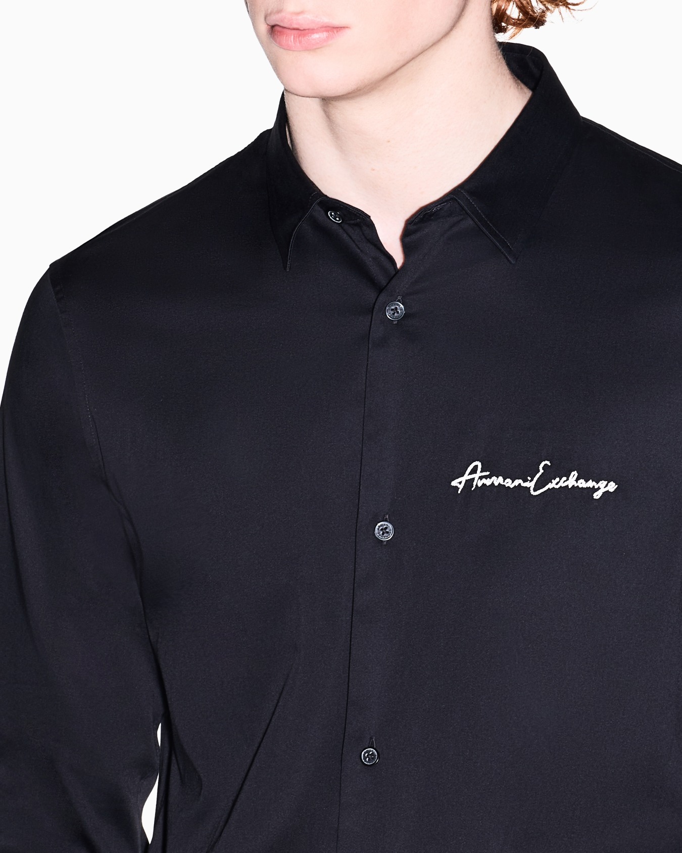 Regular fit shirt in stretch satin cotton Slide 4