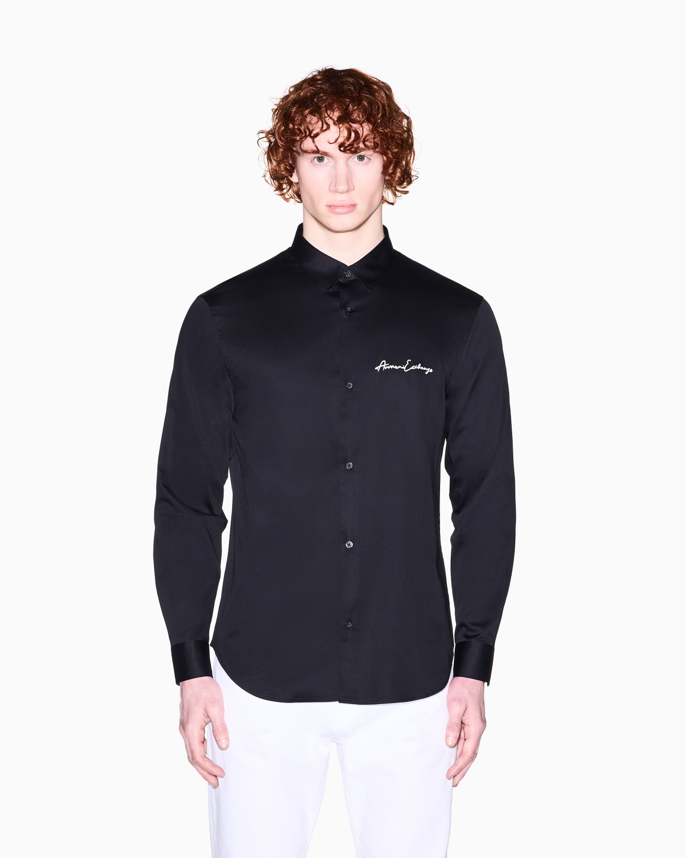Regular fit shirt in stretch satin cotton Slide 3