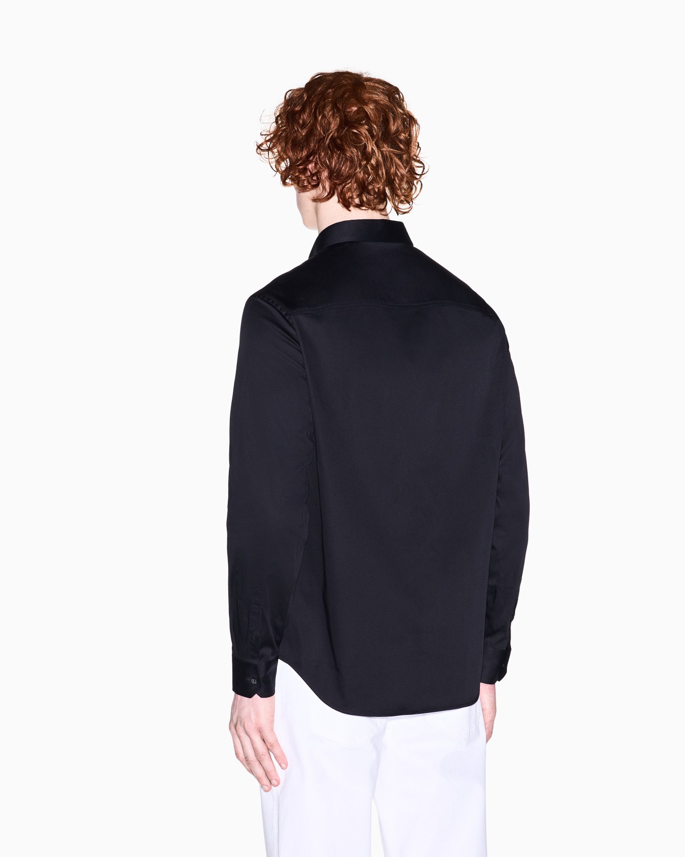 Regular fit shirt in stretch satin cotton Slide 2