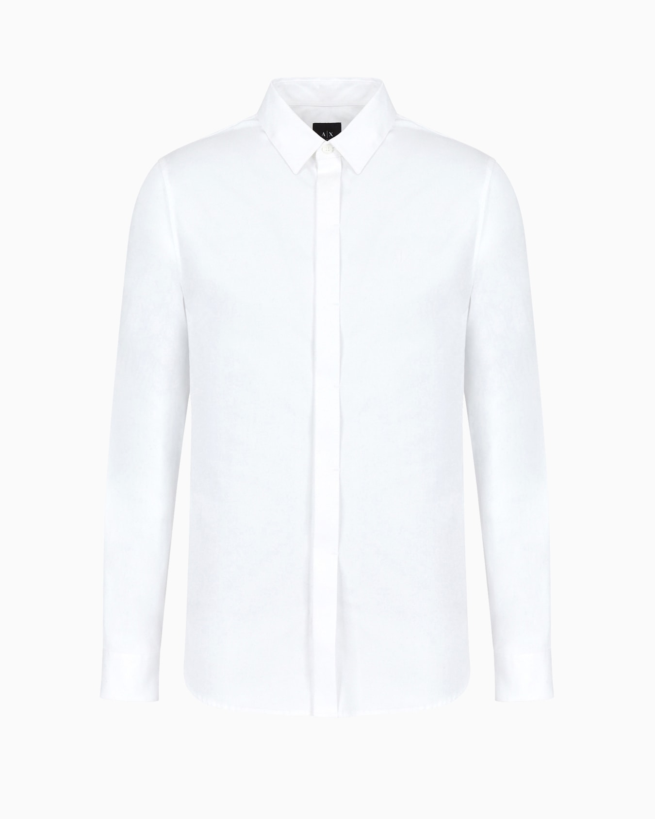 ストレッチサテンのスリムフィットシャツ スライドする 0