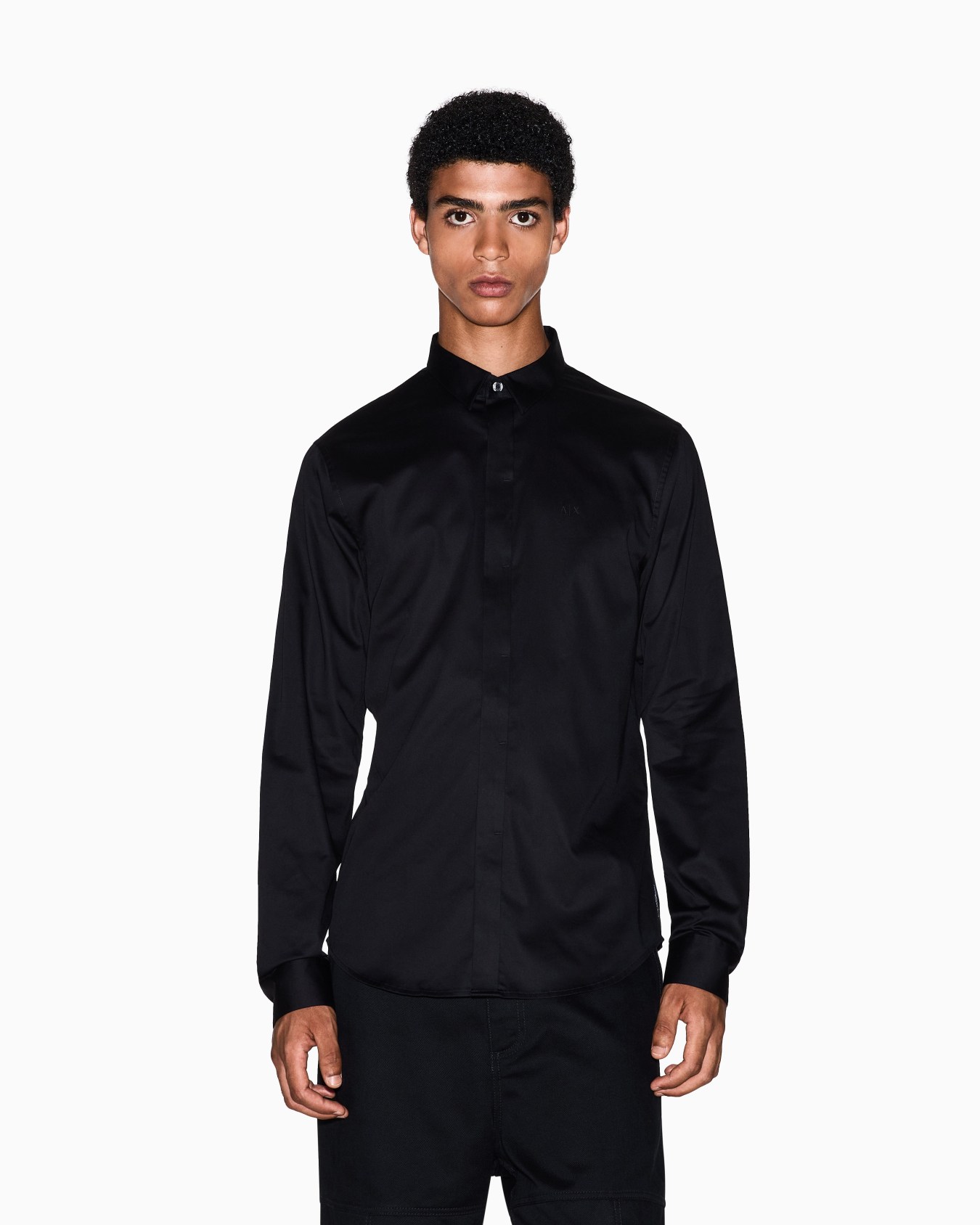 Camicia Classica in Satin di Cotone Stretch Slide 3