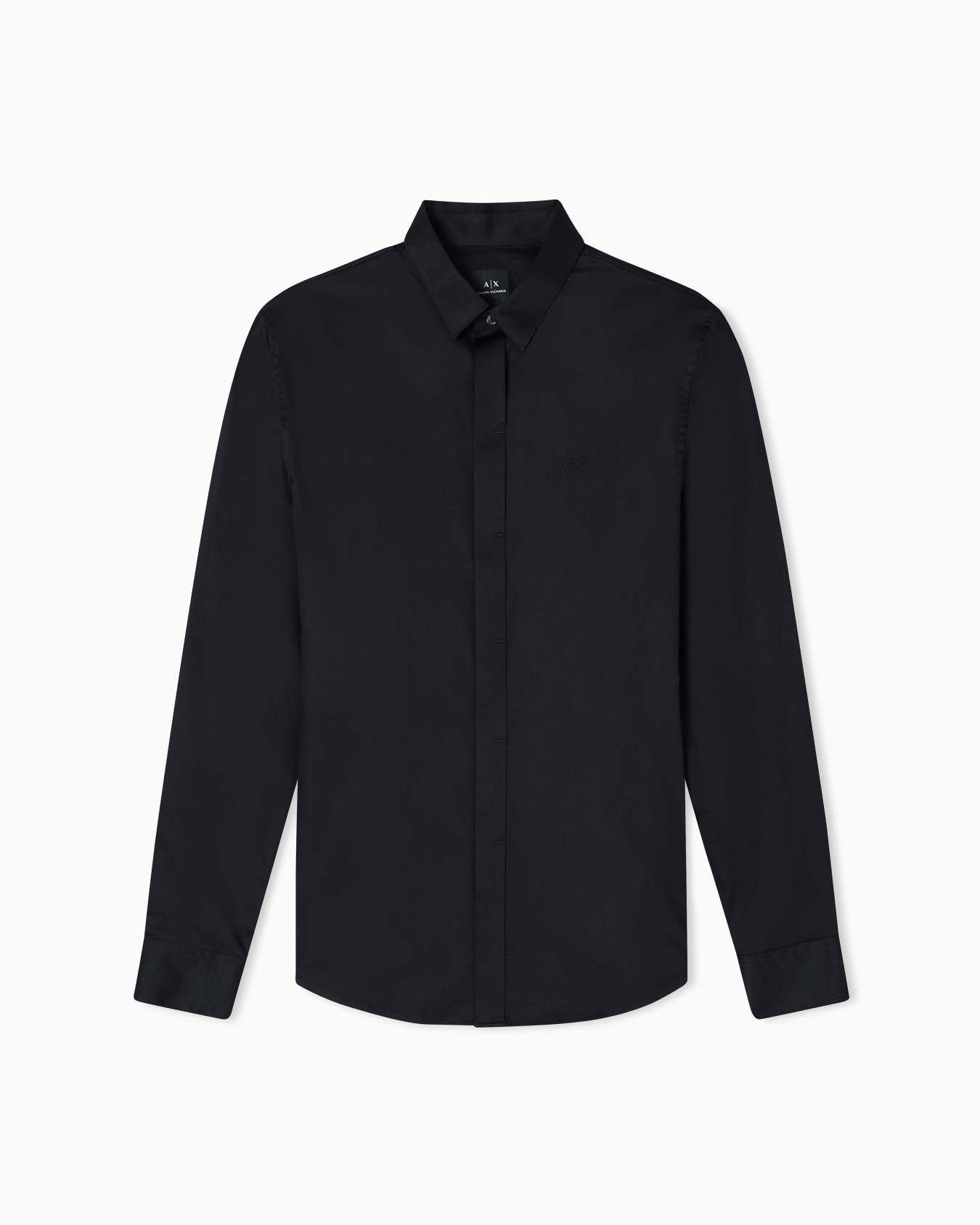 Camicia Classica in Satin di Cotone Stretch Slide 0