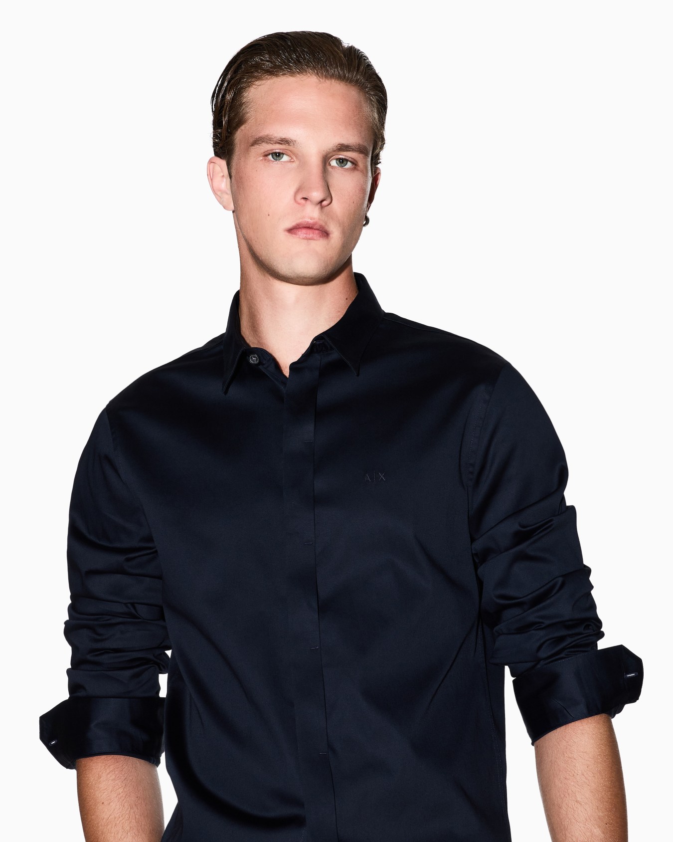 Chemise Slim Fit en satin stretch Diapositive 4