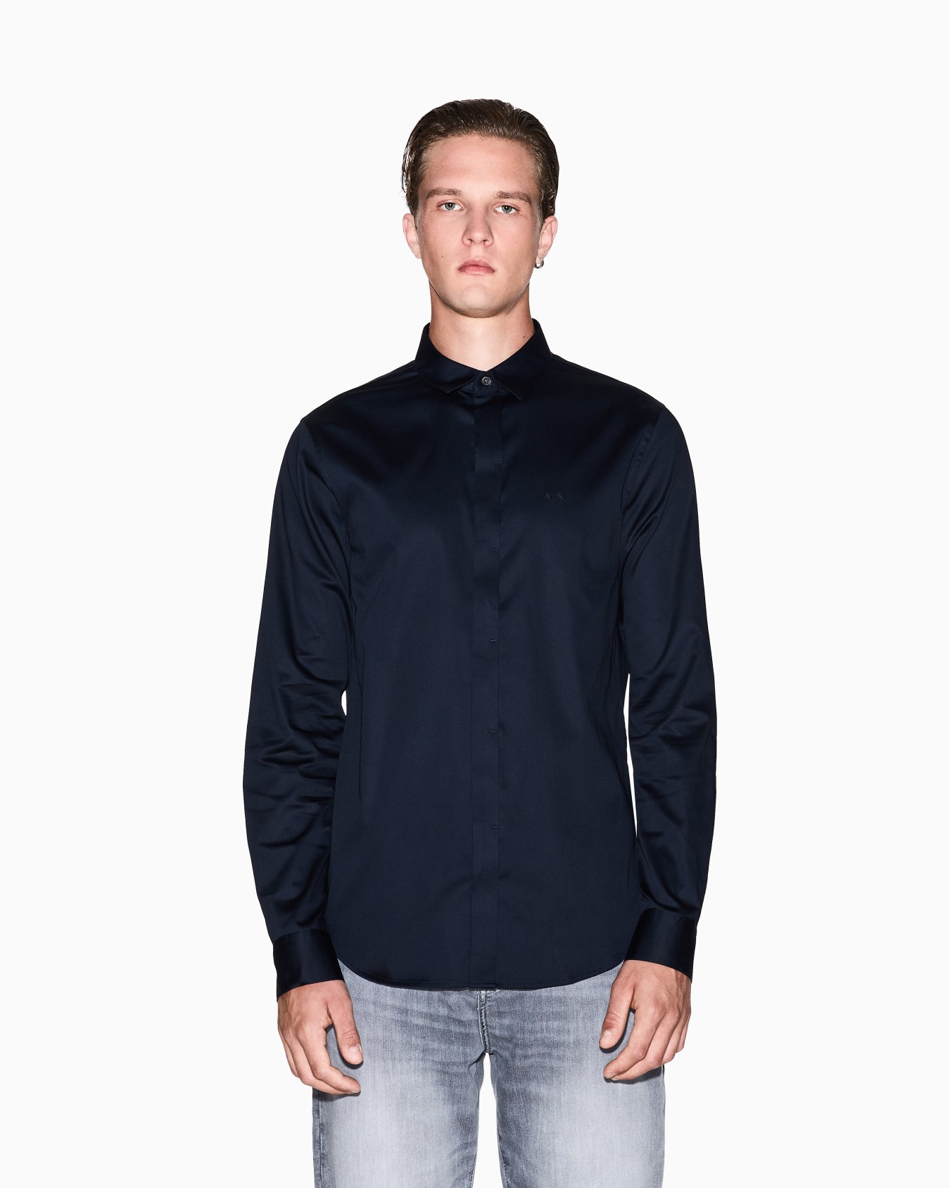 Chemise Slim Fit en satin stretch Diapositive 3