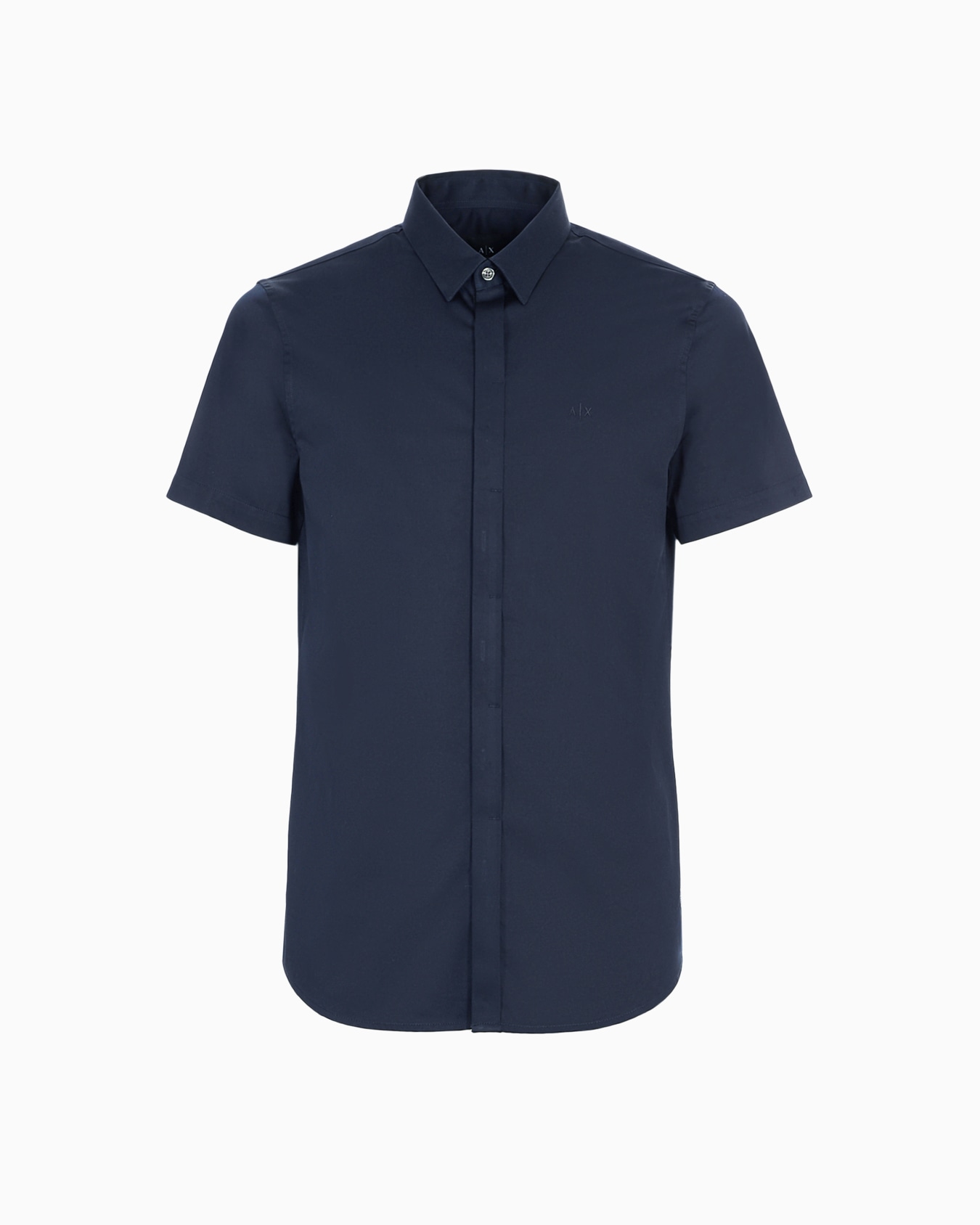 Slim fit short sleeve shirt in stretch satin Slide 0
