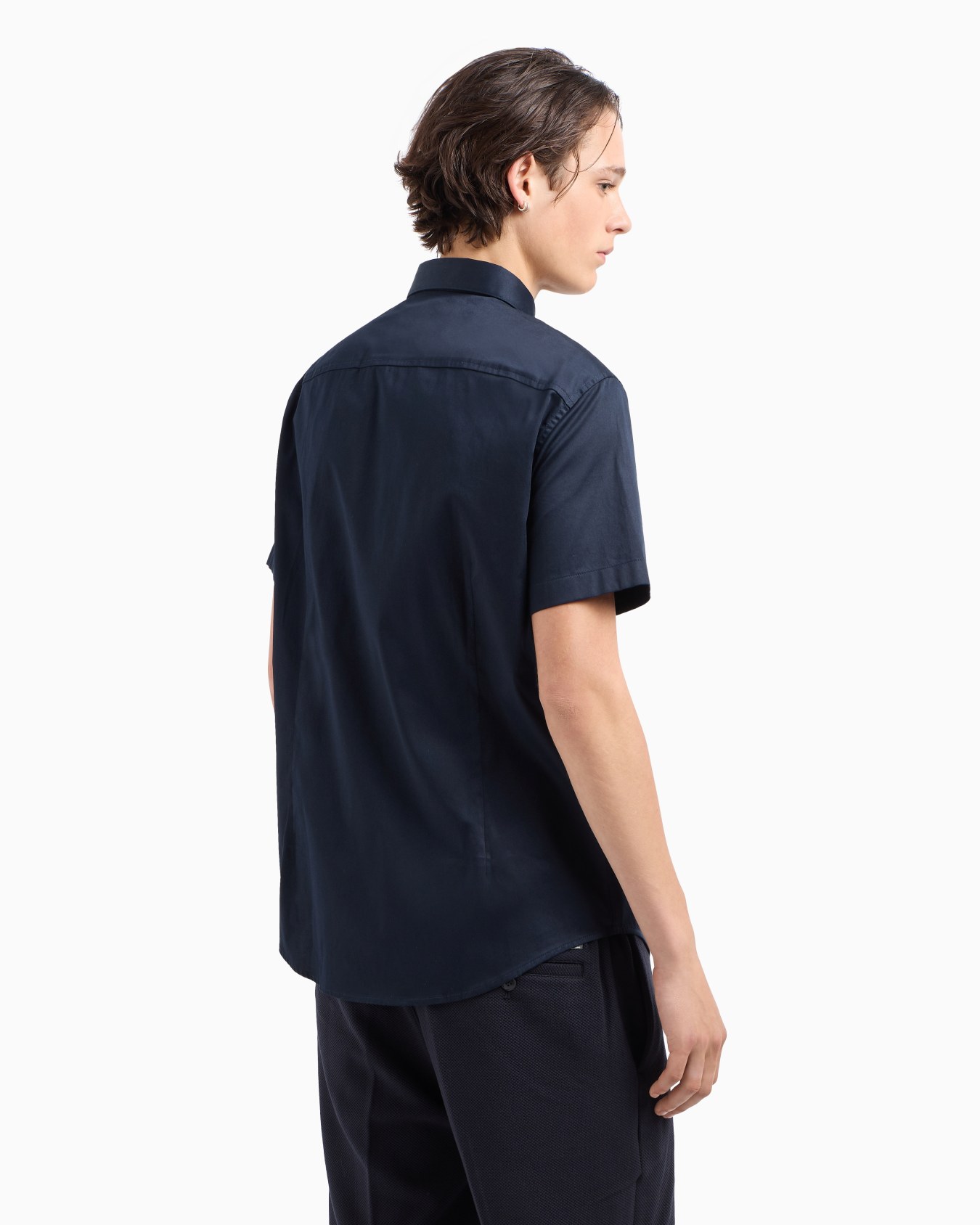 Slim fit short sleeve shirt in stretch satin Slide 2