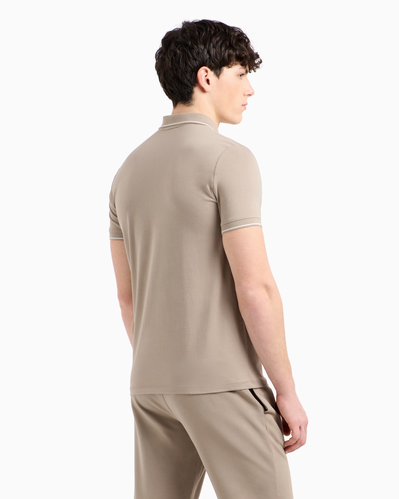 Polo with contrasting logo in cotton spandex Slide 2