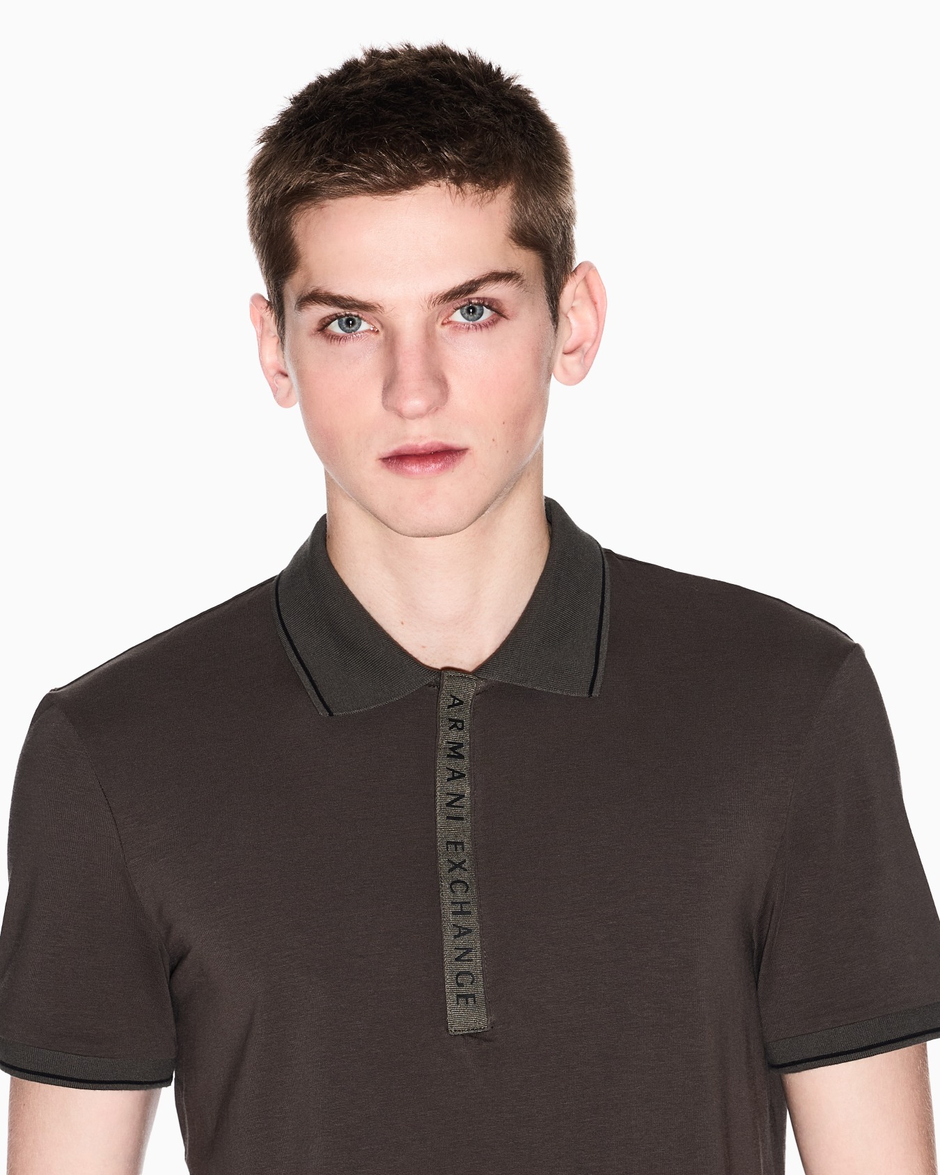 Polo with contrasting logo in cotton spandex Slide 4