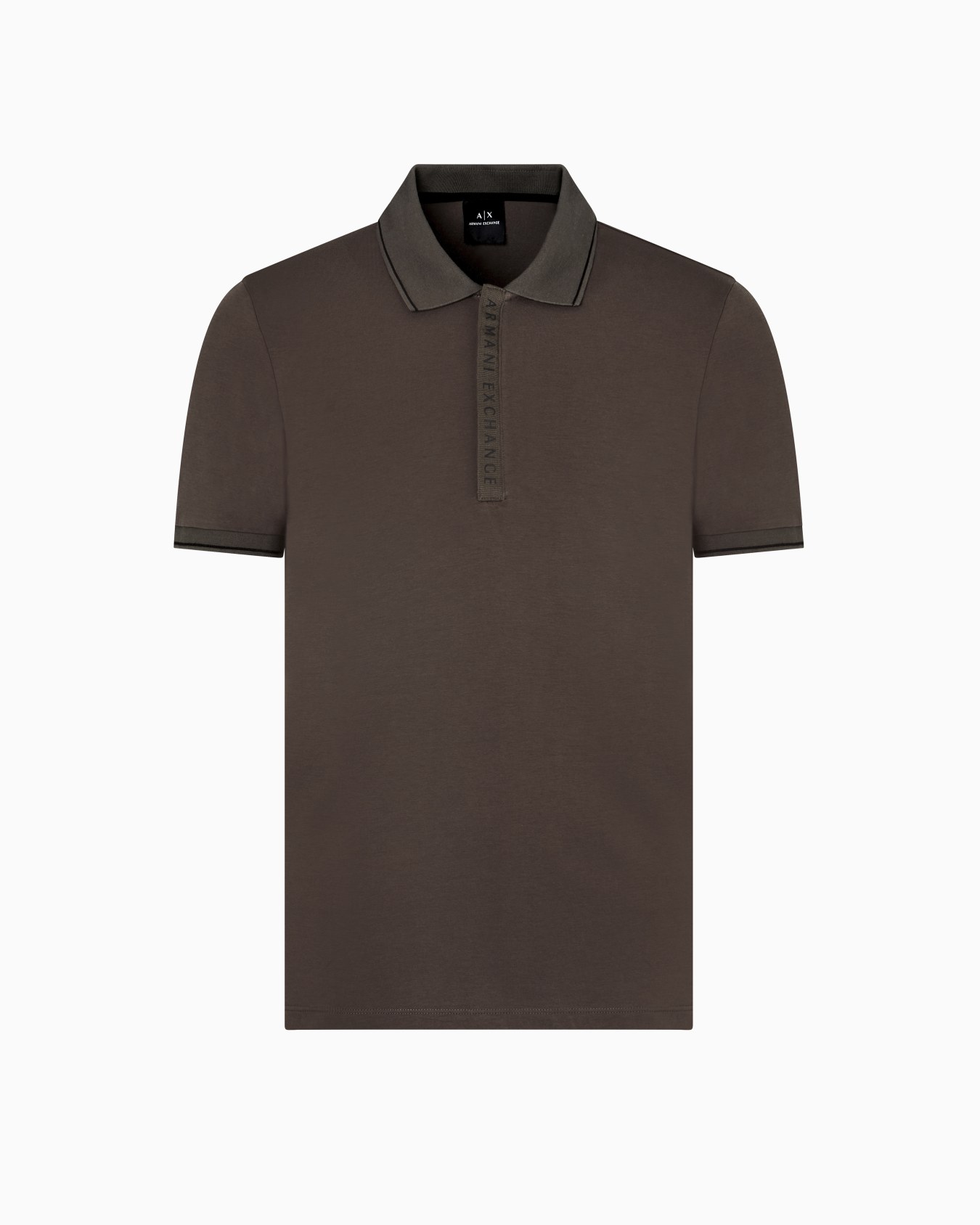 Polo with contrasting logo in cotton spandex Slide 0