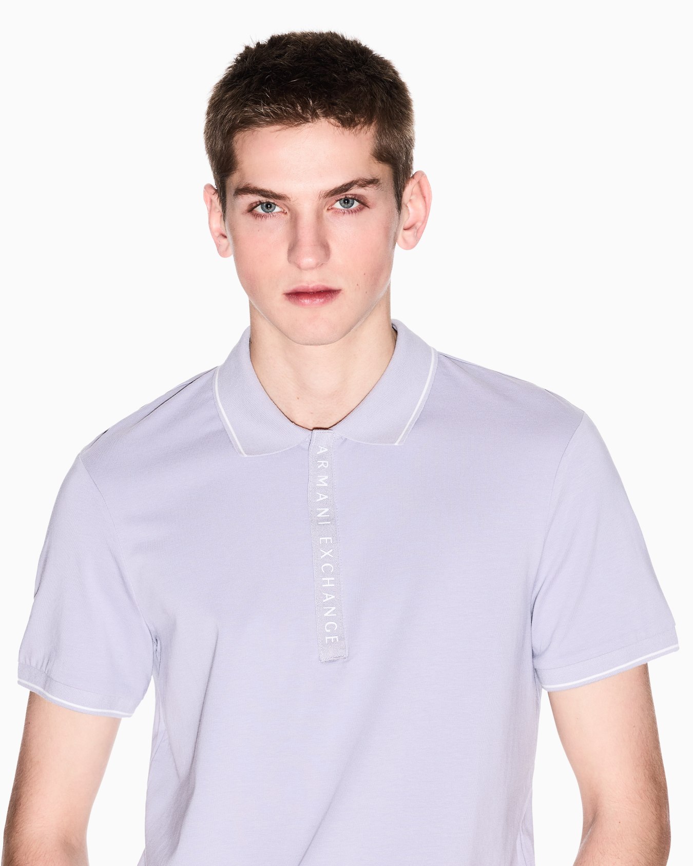 Polo with contrasting logo in cotton spandex Slide 4