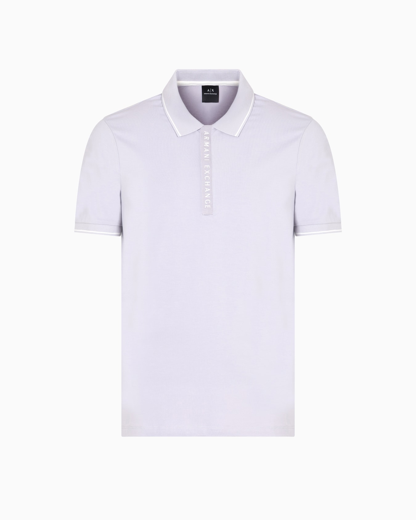 Polo with contrasting logo in cotton spandex Slide 0