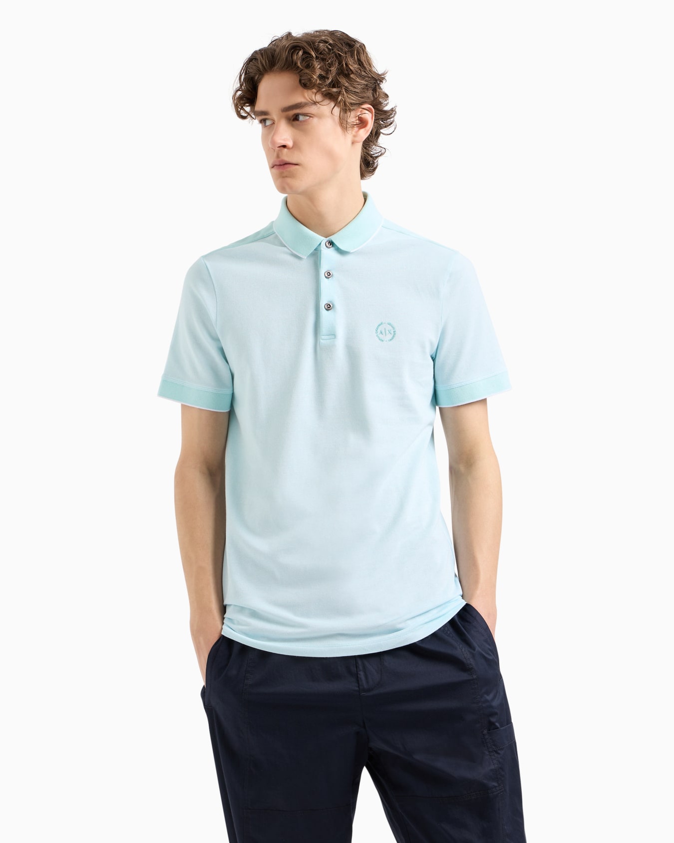Cotton polo with contrasting details Slide 1