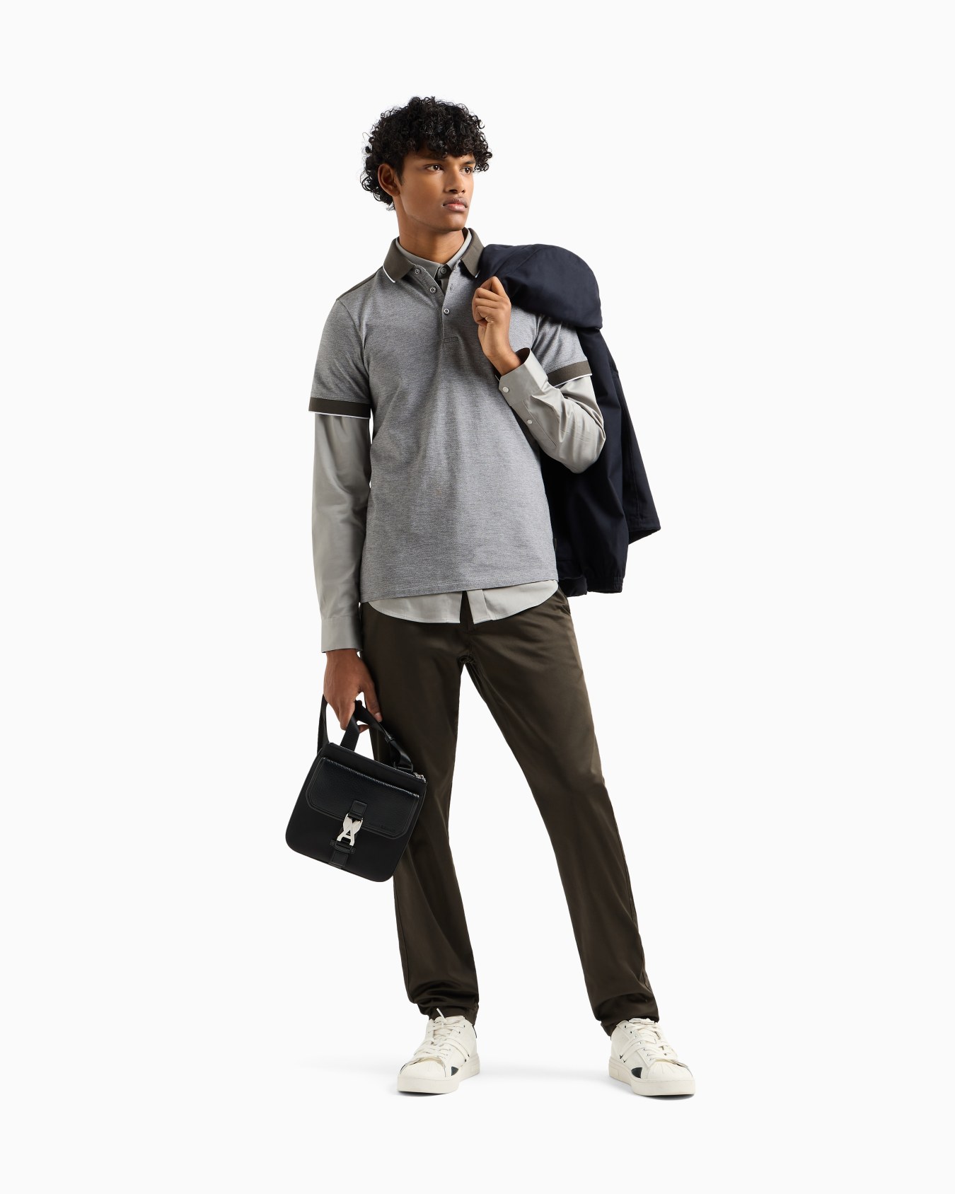 Cotton polo with contrasting details Slide 1
