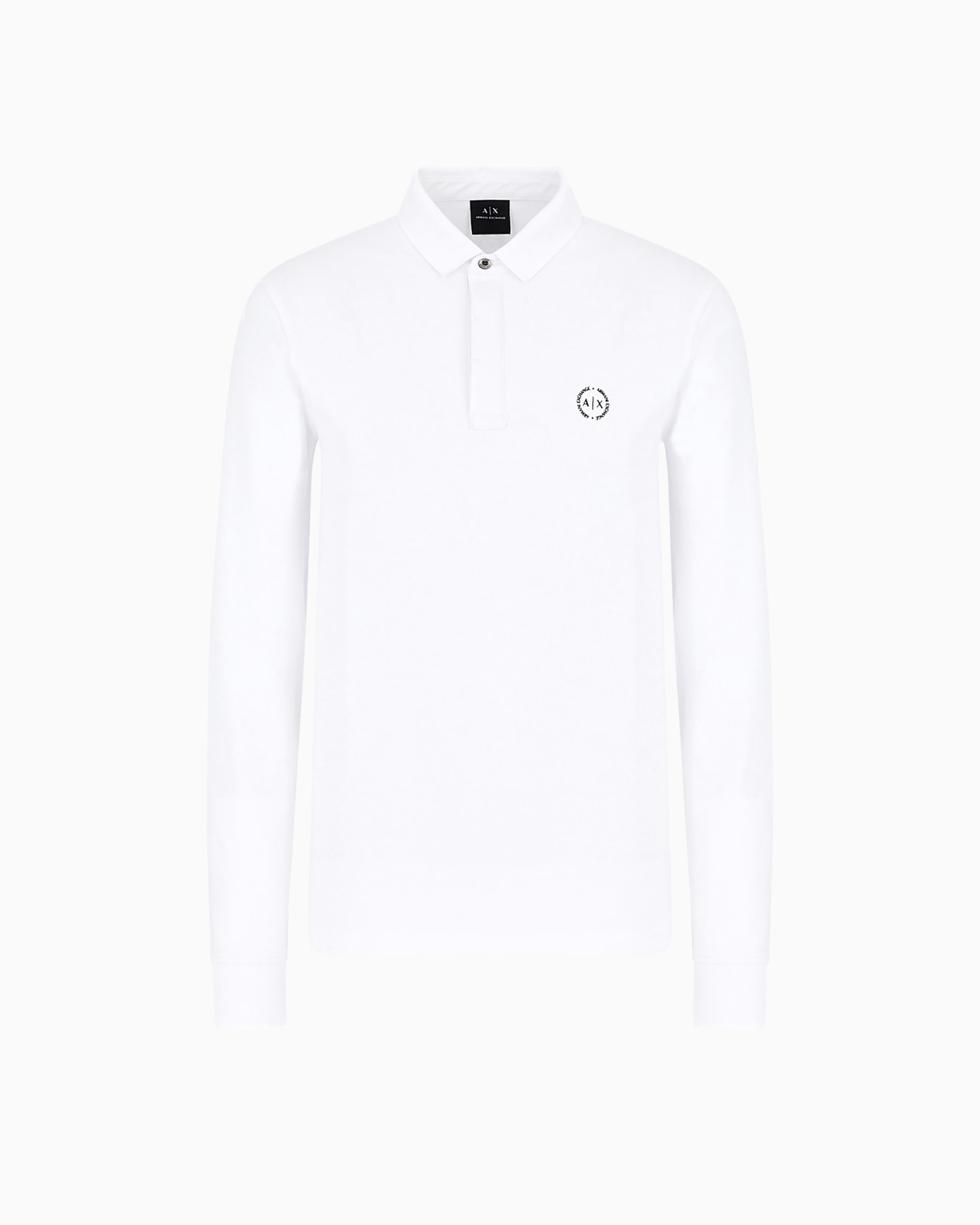 Slim fit polo shirt in stretch cotton with long sleeves Slide 0