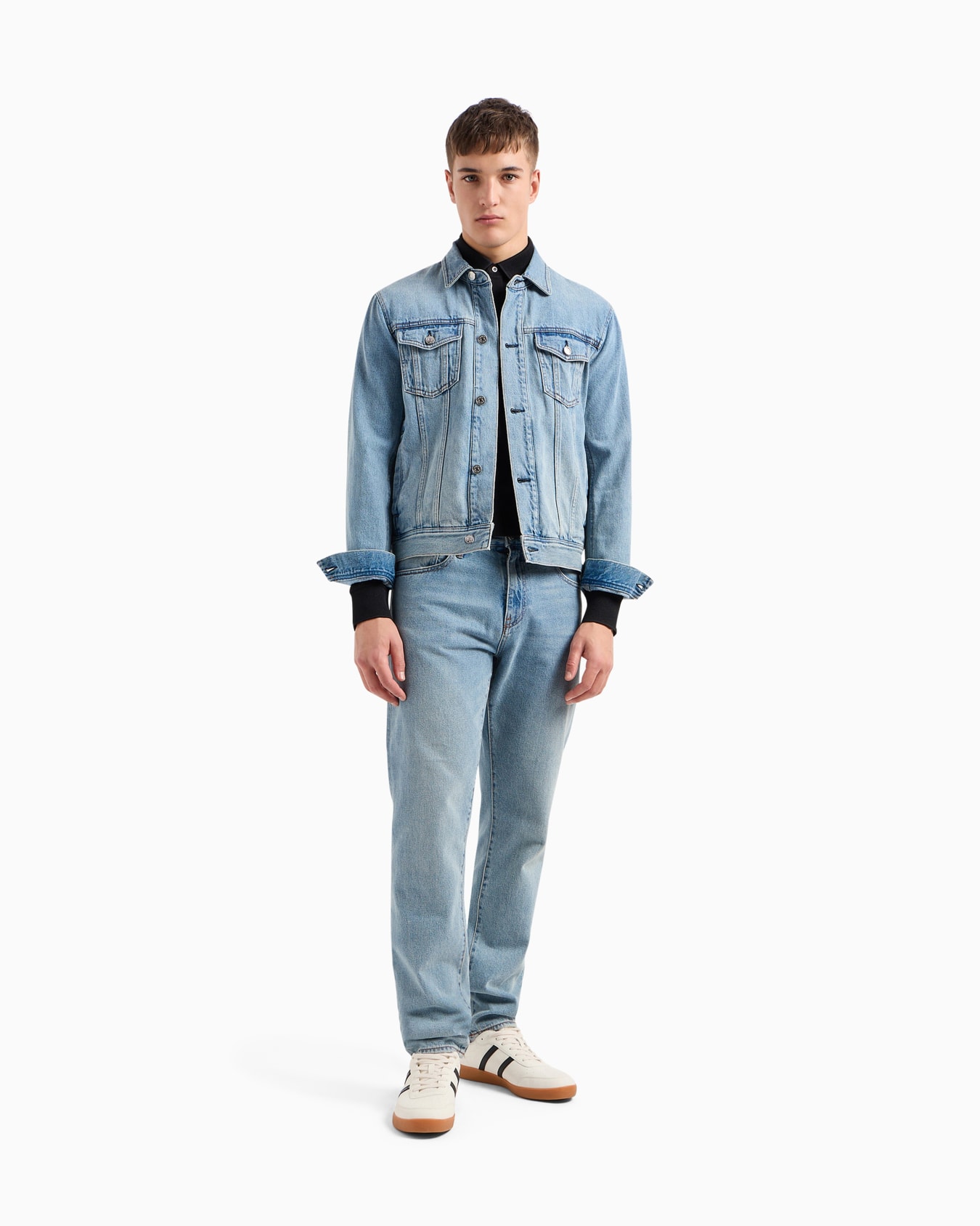 Polo slim fit in cotone stretch a maniche lunghe Slide 1