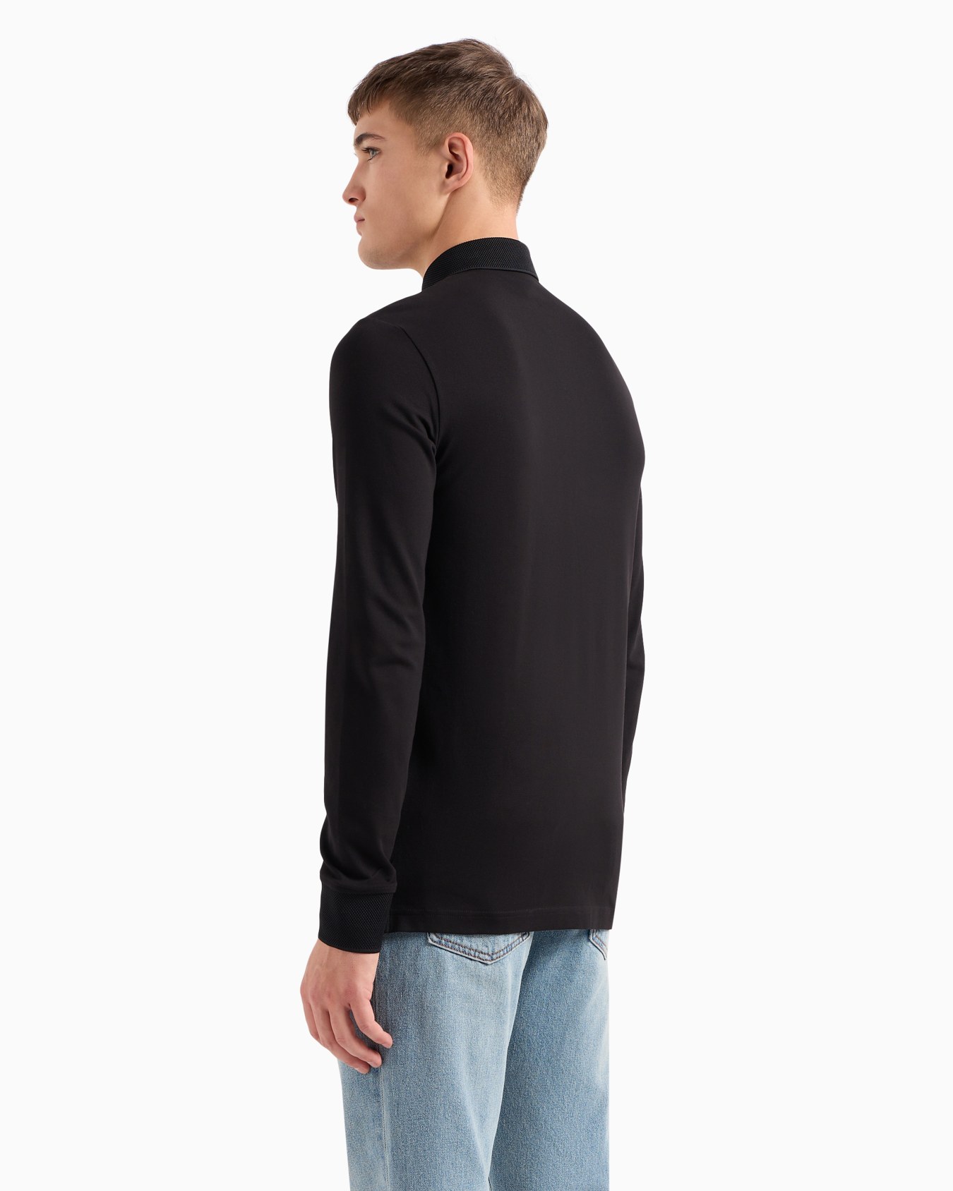 Polo slim fit in cotone stretch a maniche lunghe Slide 2