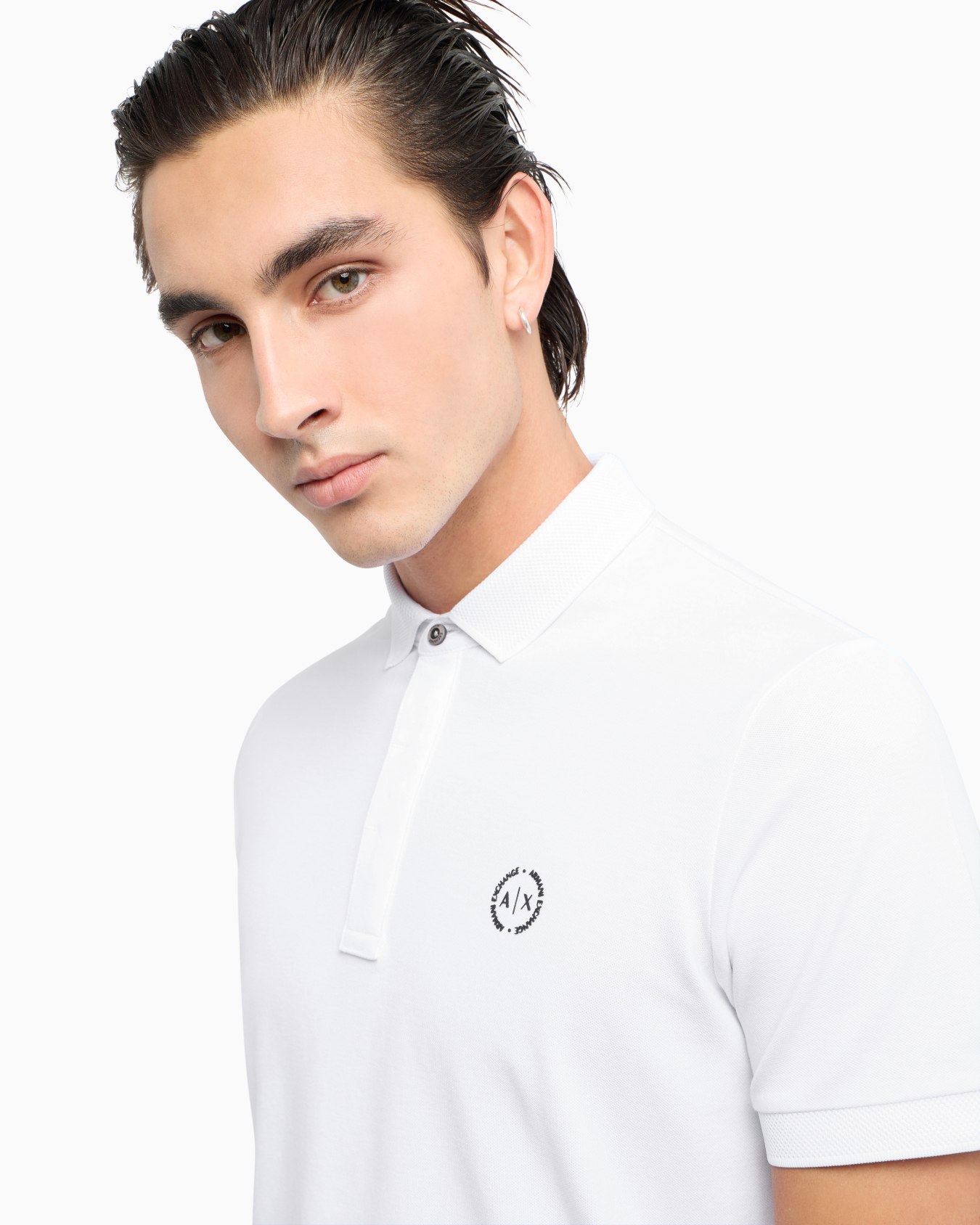 Slim fit stretch cotton polo with logo Slide 4
