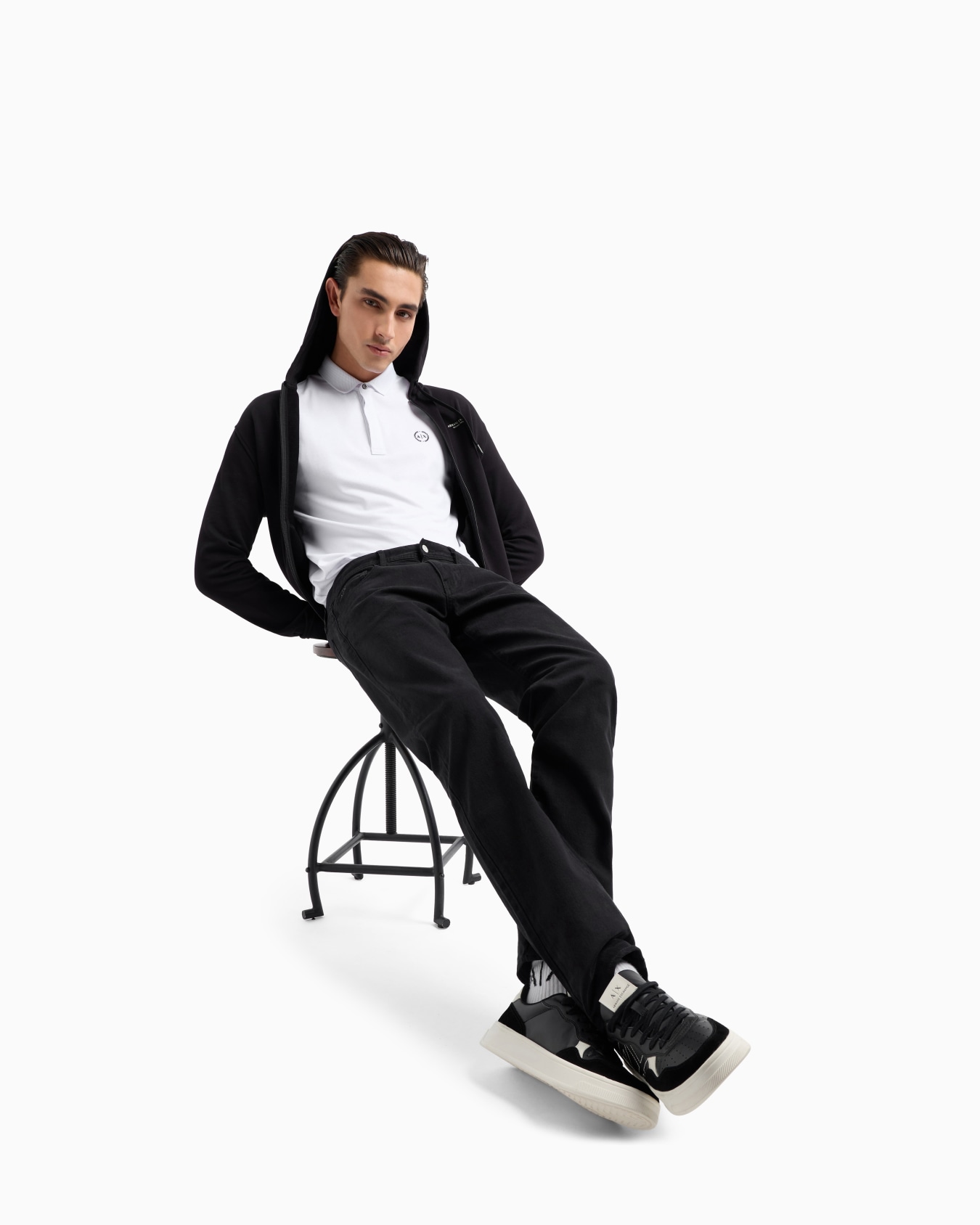 Slim fit stretch cotton polo with logo Slide 1