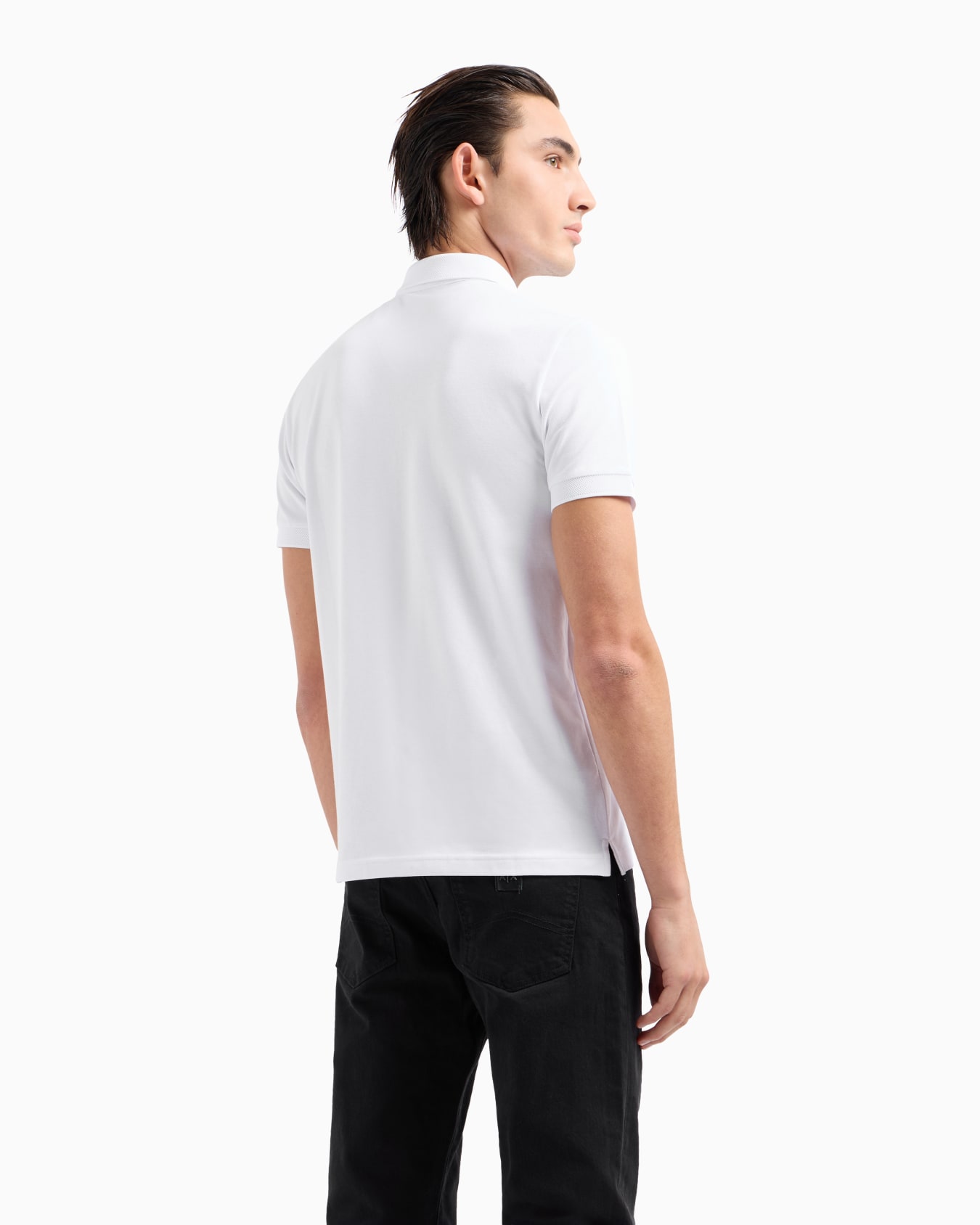 Slim fit stretch cotton polo with logo Slide 2