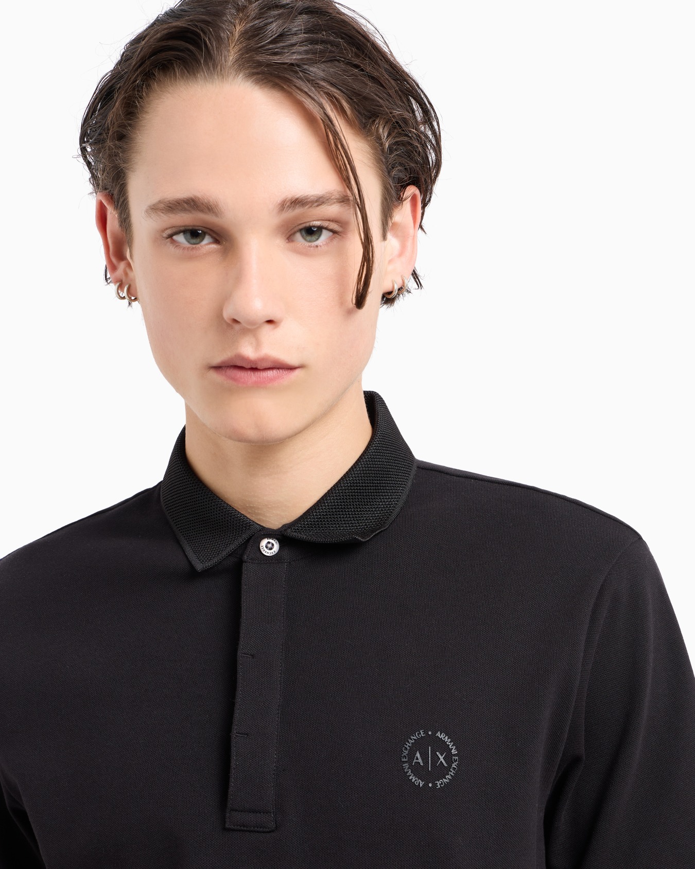 Slim fit stretch cotton polo with logo Slide 4