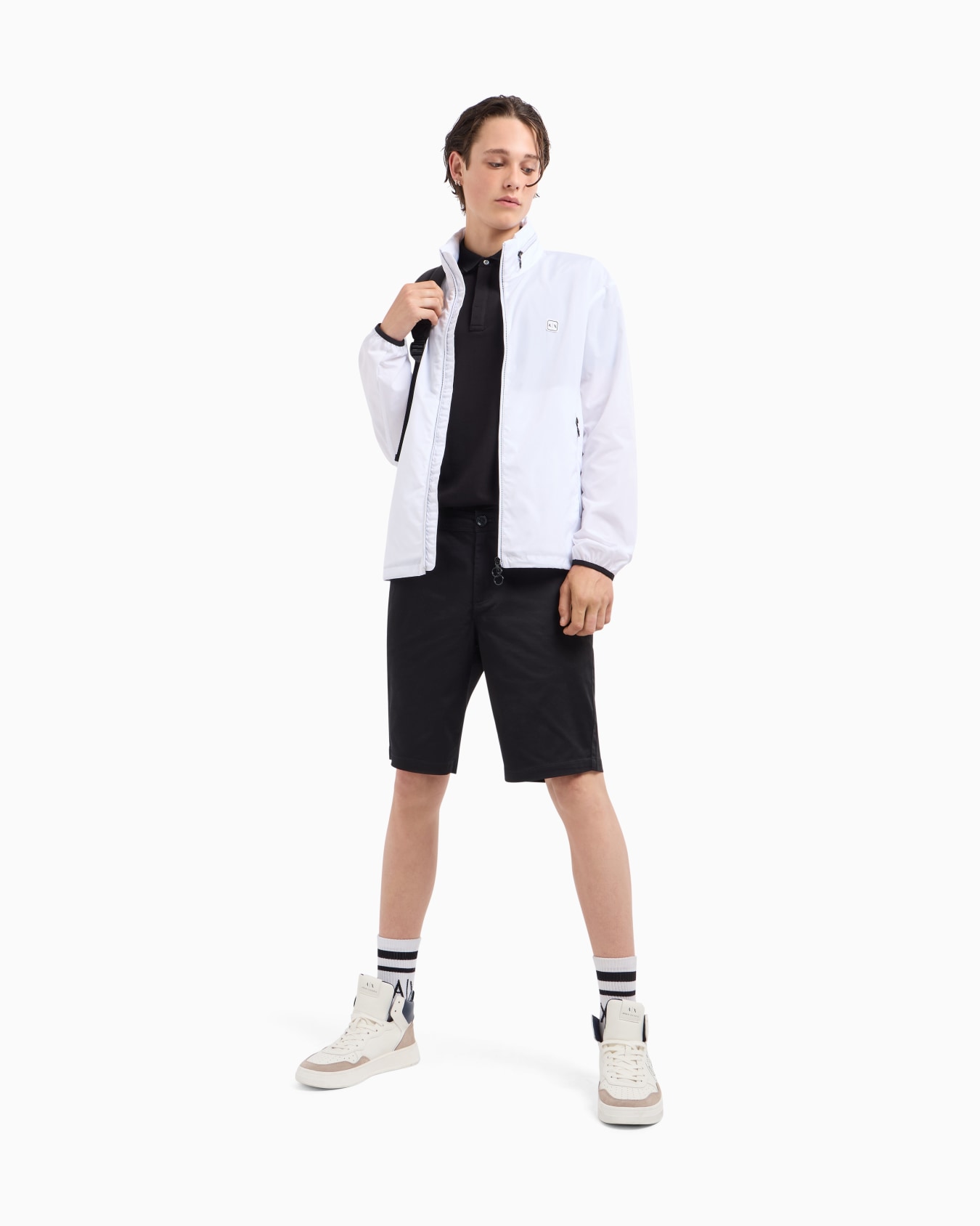 Slim fit stretch cotton polo with logo Slide 1