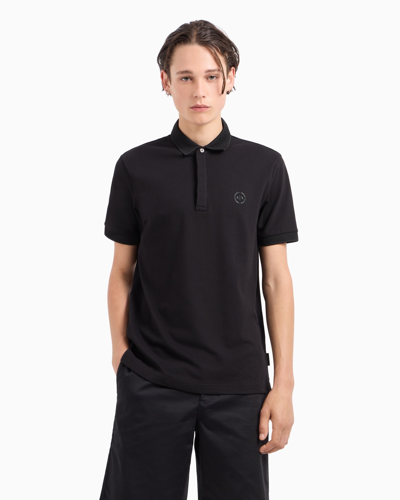 Slim fit stretch cotton polo with logo Slide 3