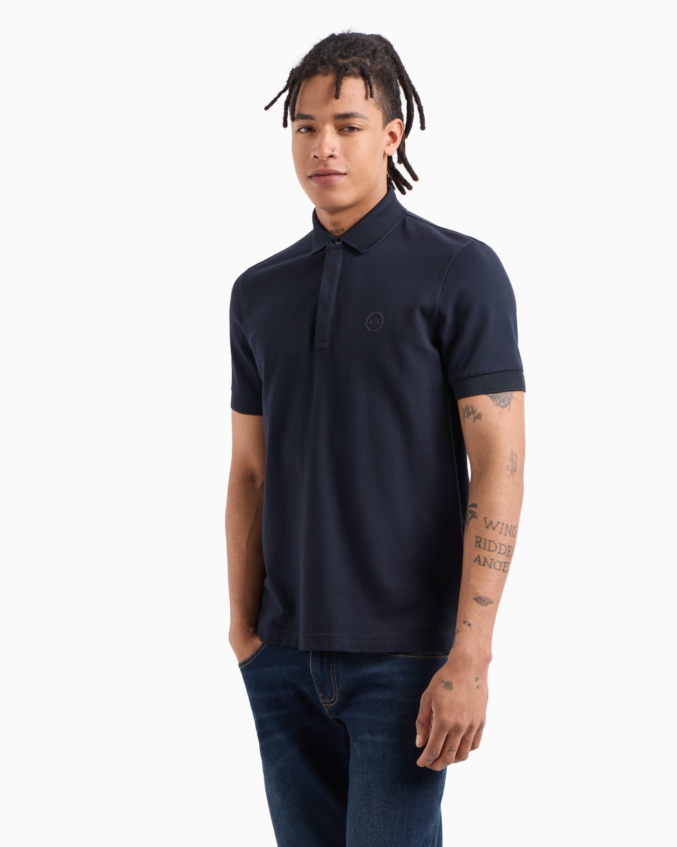 Slim fit stretch cotton polo with logo Slide 3