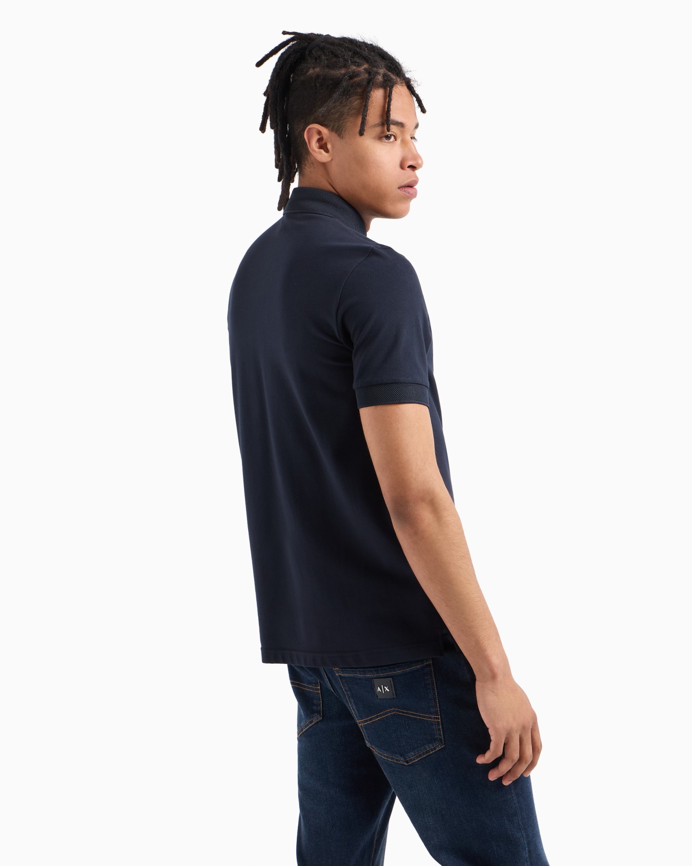 Slim fit stretch cotton polo with logo Slide 2
