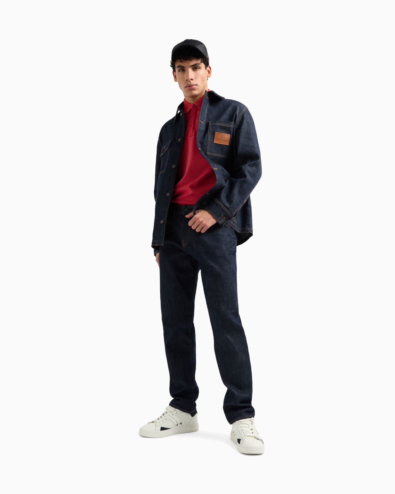 Slim fit stretch cotton polo with logo Slide 1
