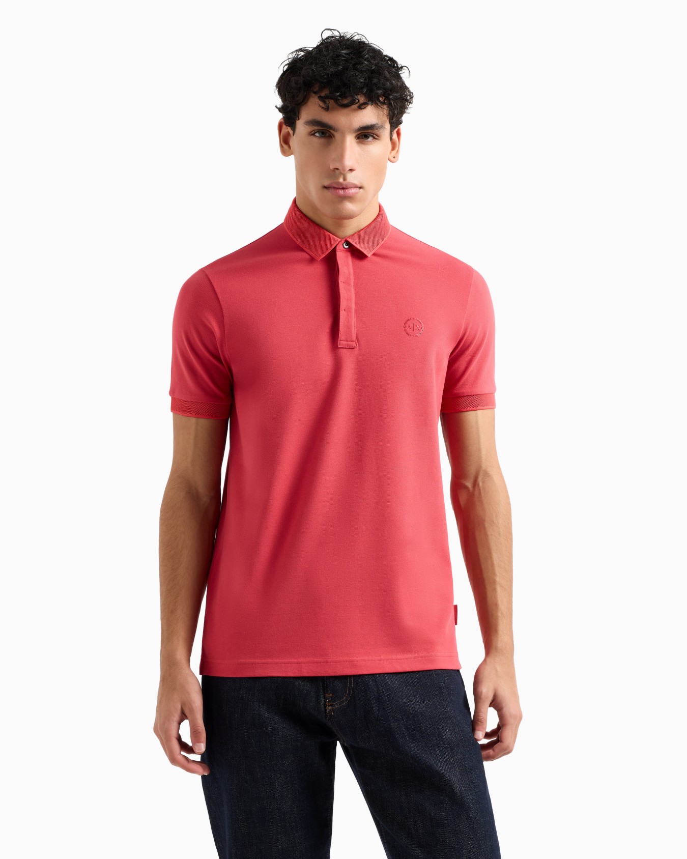 Slim fit stretch cotton polo with logo Slide 3