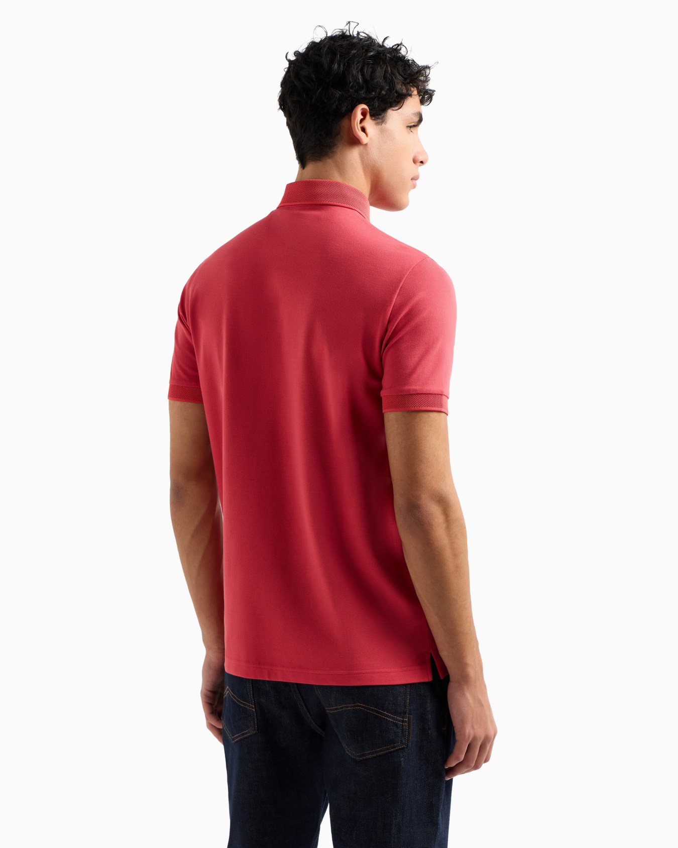 Slim fit stretch cotton polo with logo Slide 2