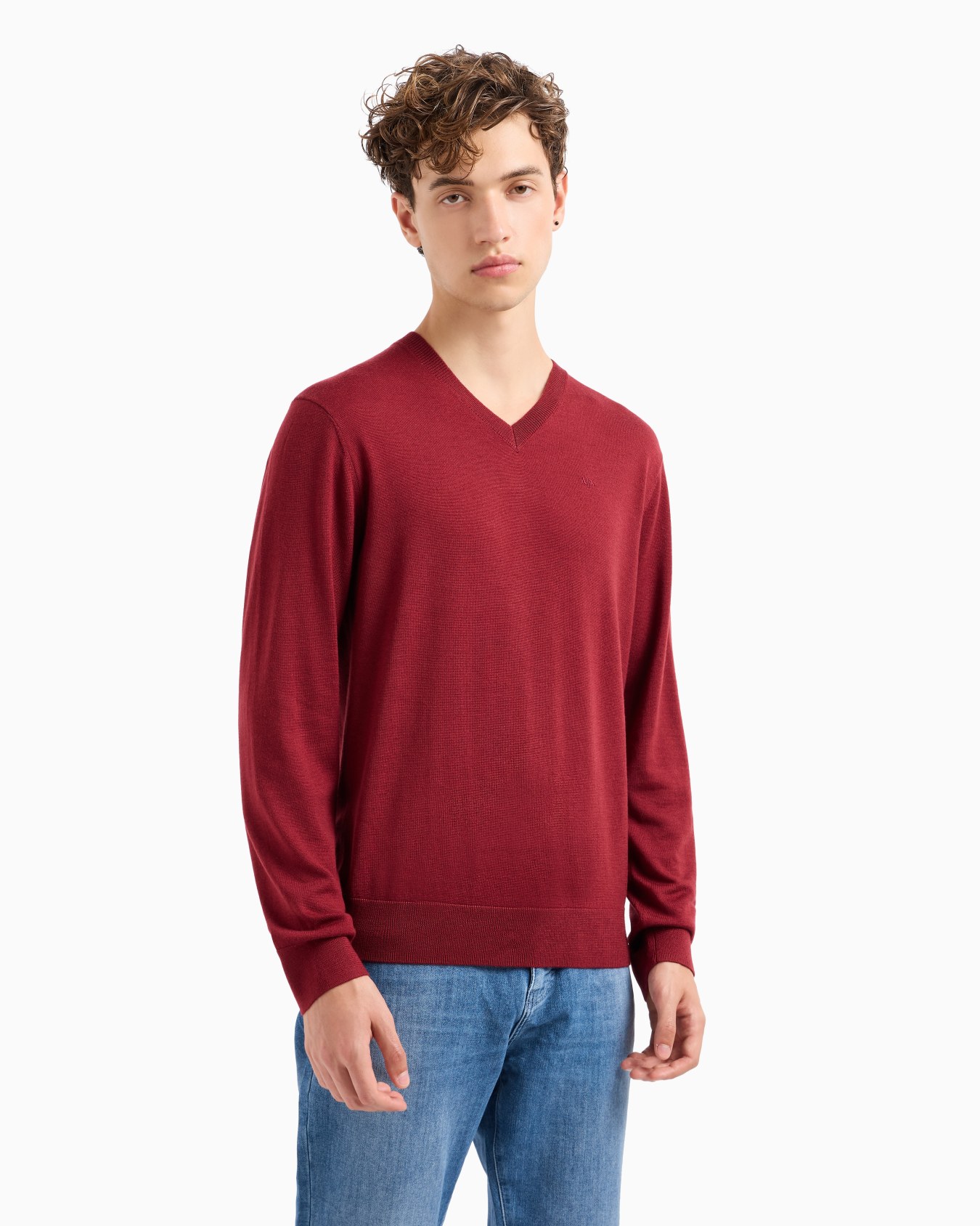 Jersey ASV con cuello redondo y cuadros en jacquard Diapositiva 1