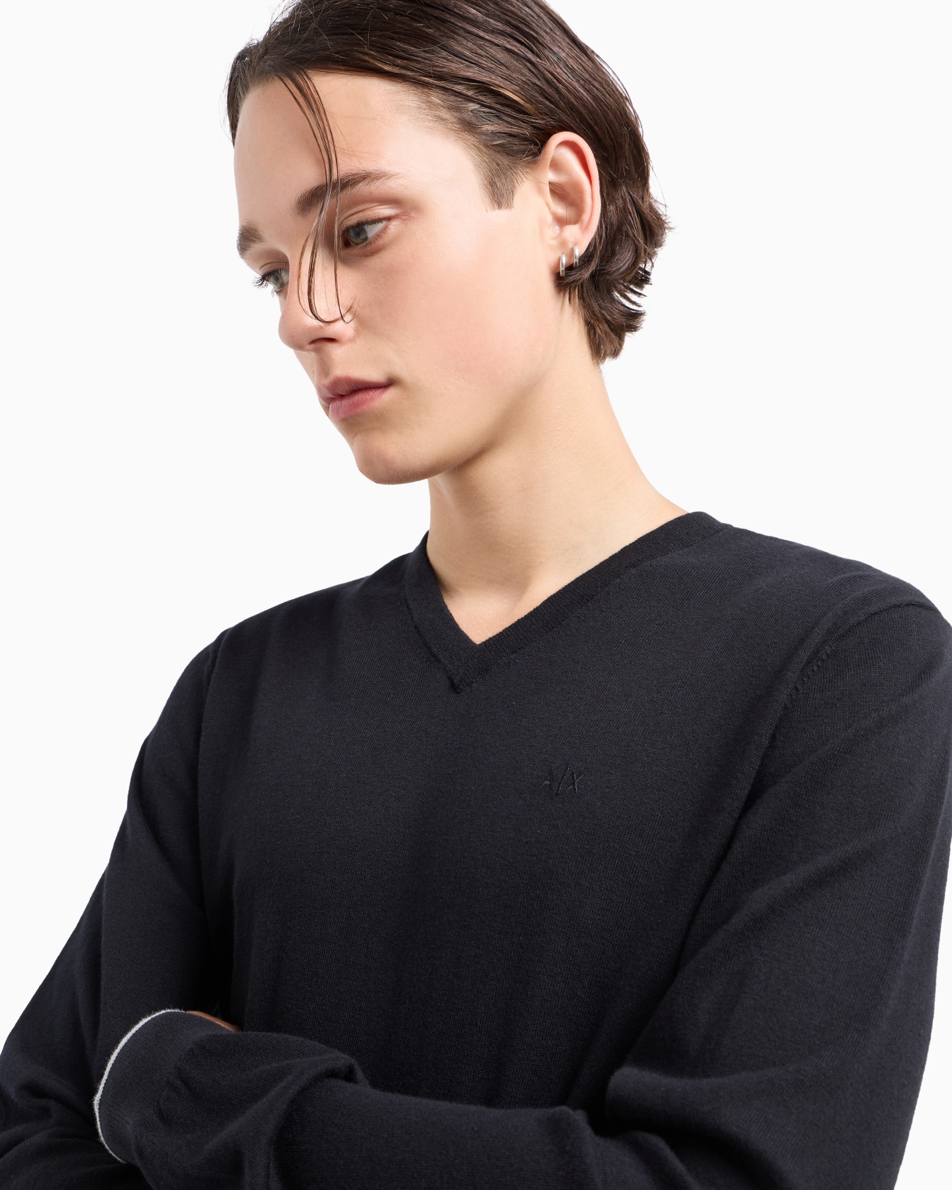 Maglione con scollo a V in cotone  Slide 4