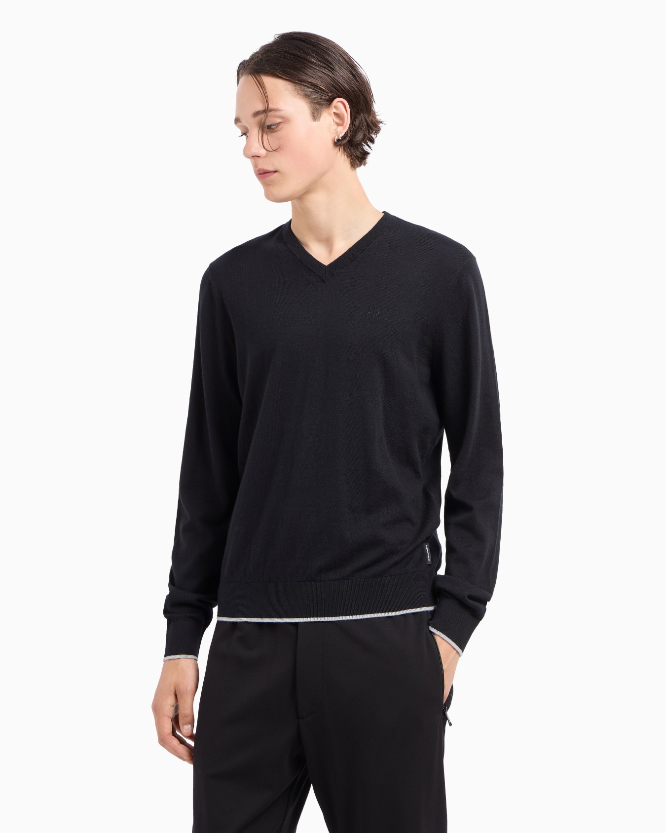 Maglione con scollo a V in cotone  Slide 1