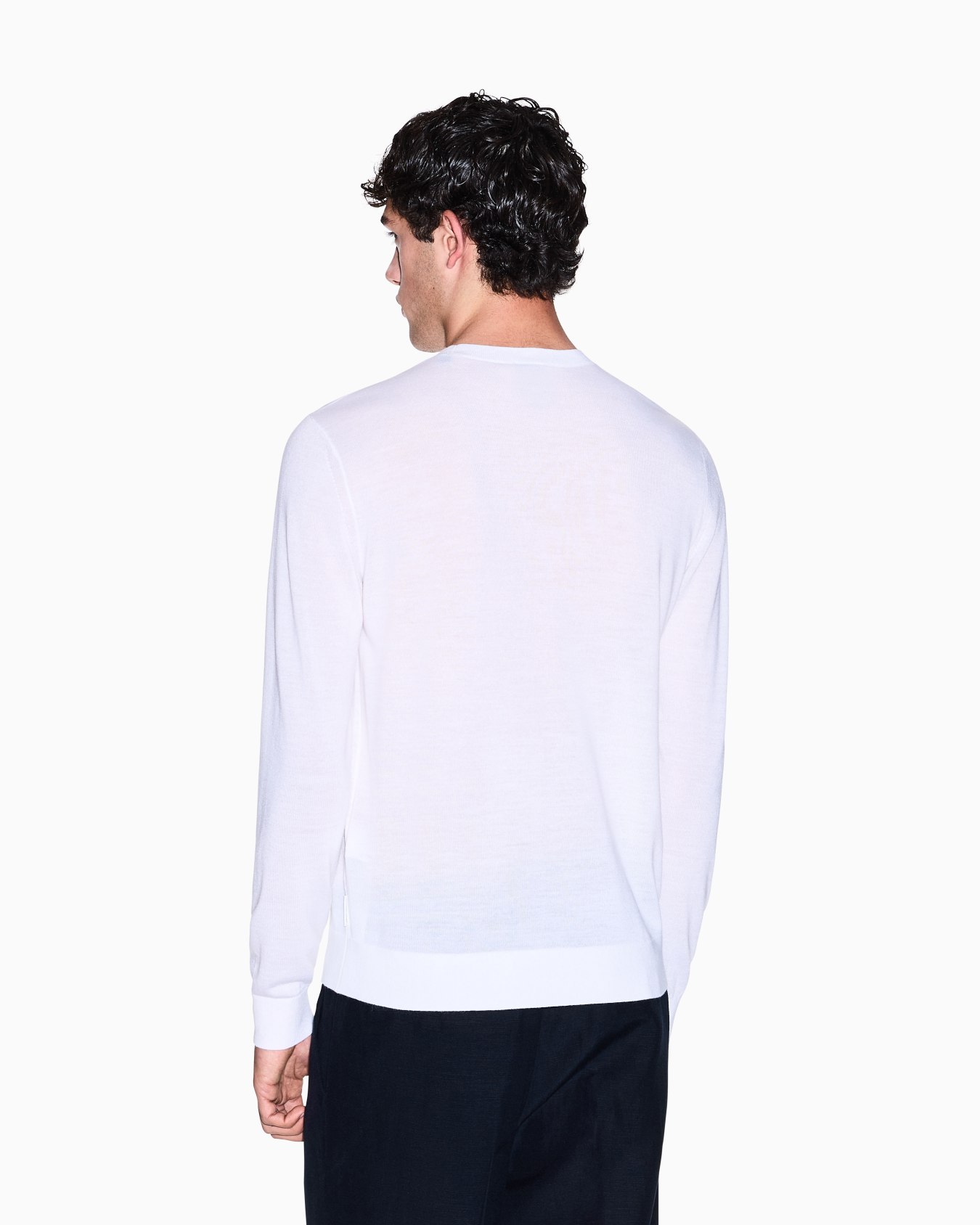 Wool blend crew neck sweater with chest logo Slide 2