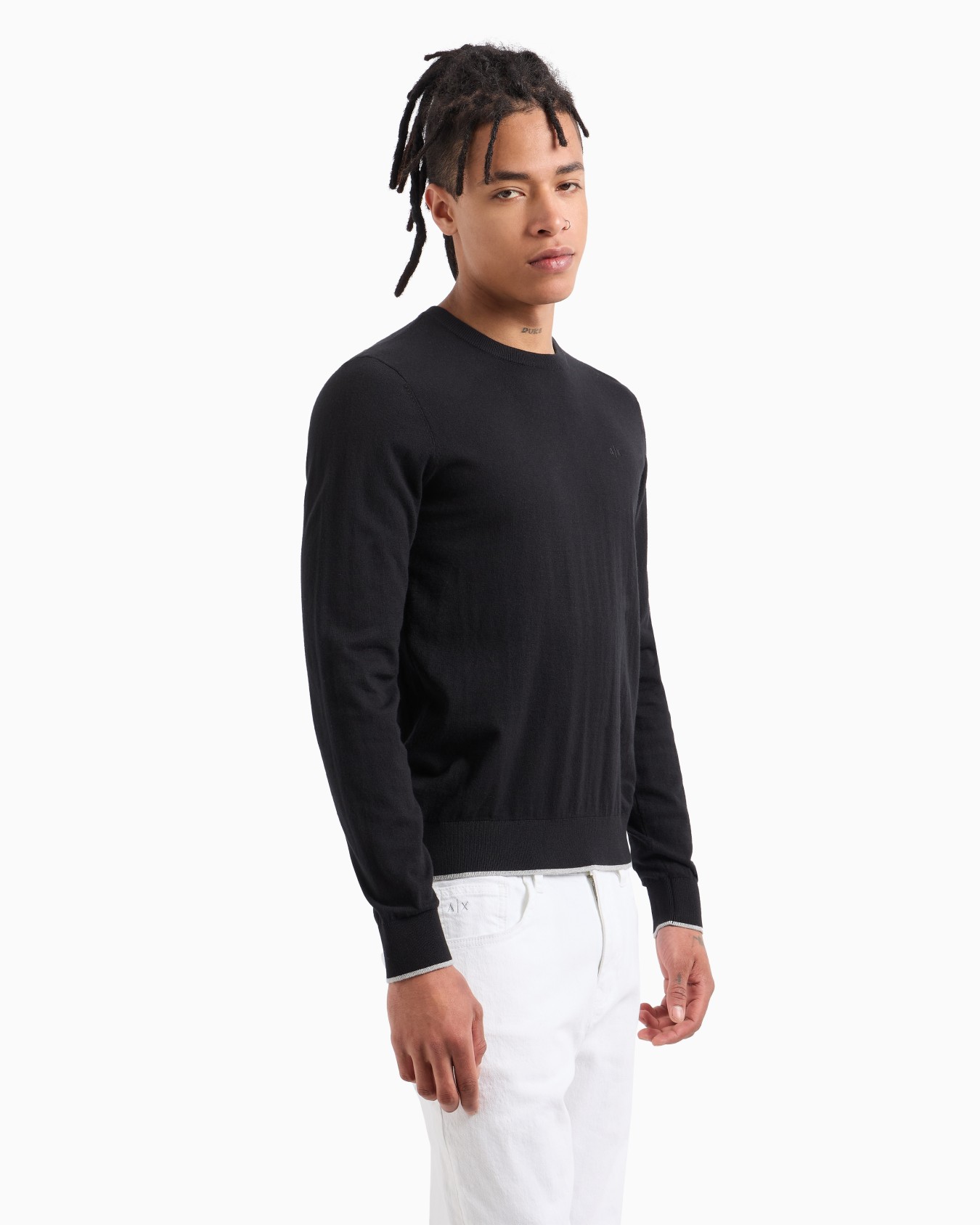 Basic crew neck sweater with embroidered logo Slide 3