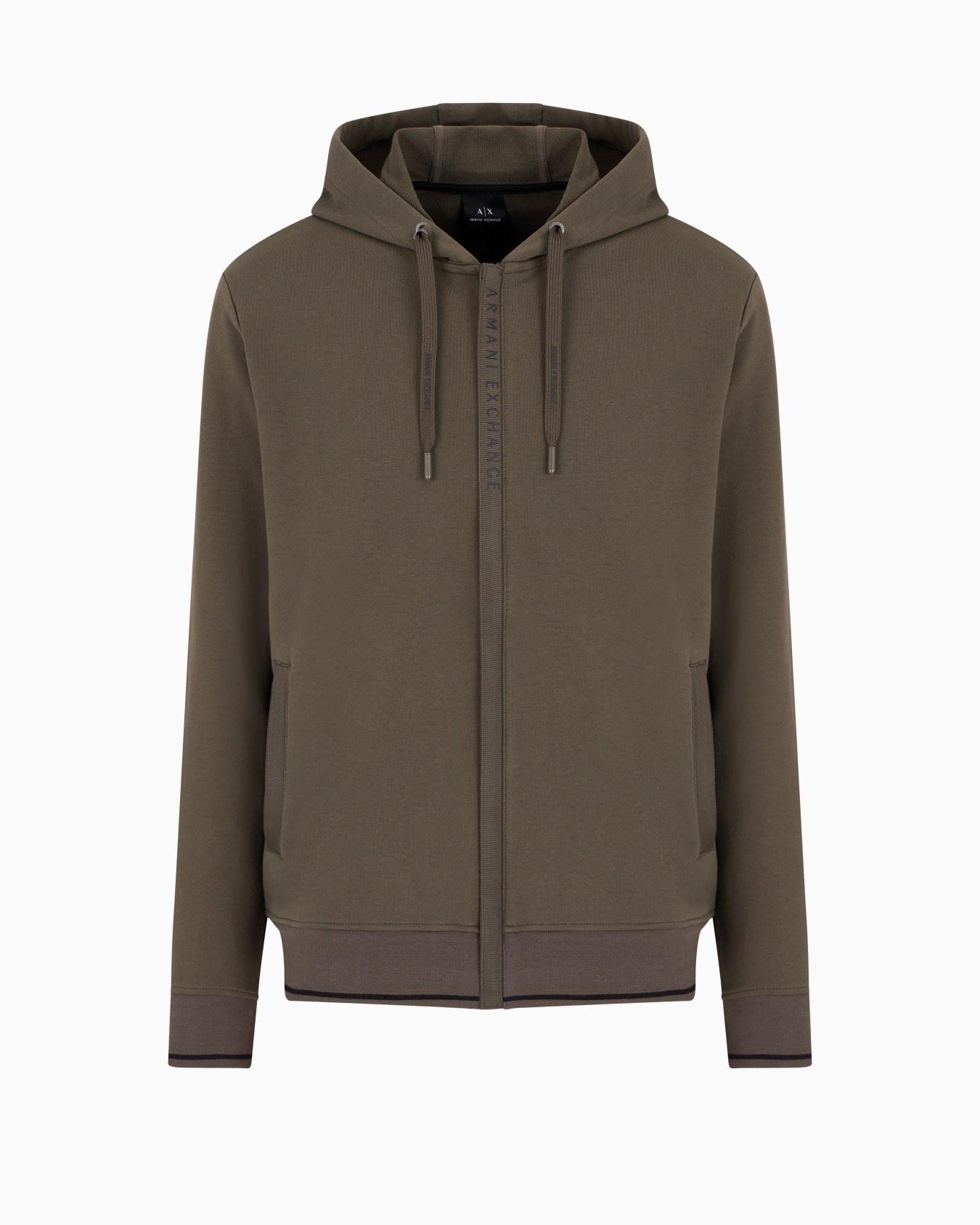 Sudadera básica con capucha y cremallera de felpa francesa elástica Diapositiva 0