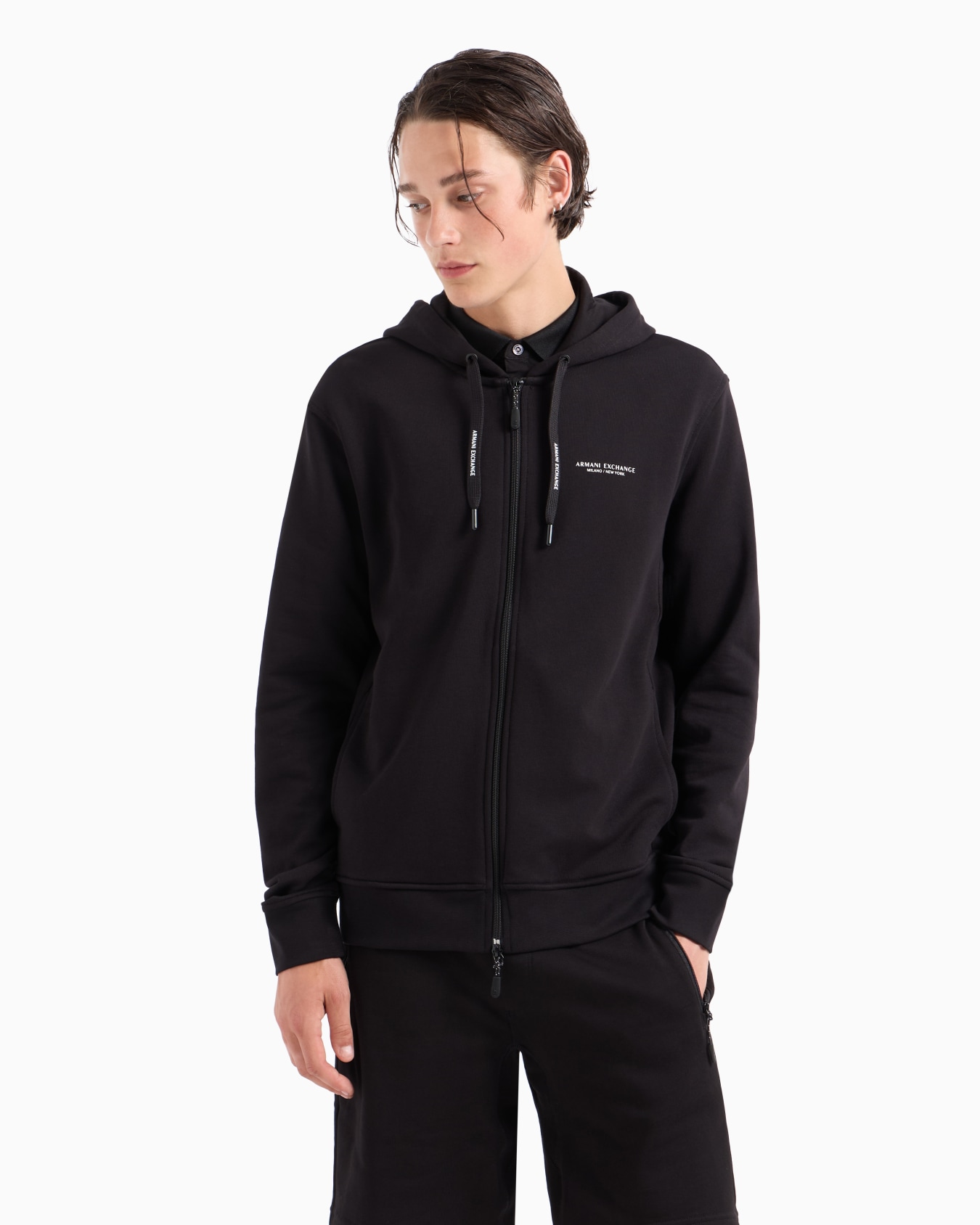 Stretch fabric zip-up sweatshirt Slide 3