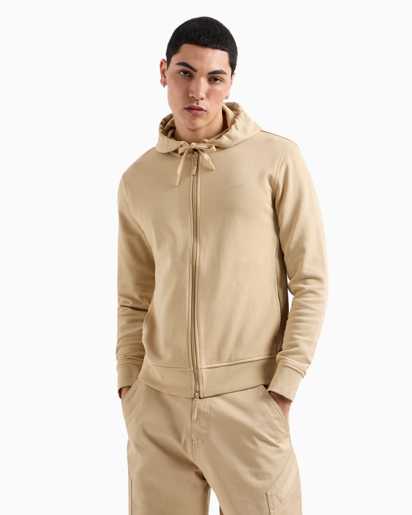 Stretch fabric zip-up sweatshirt Diapositiva 1