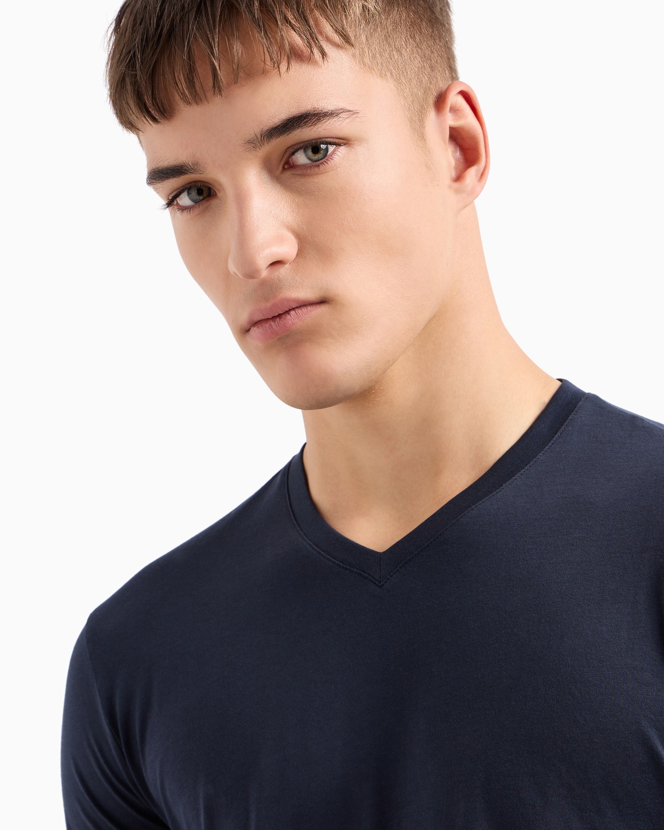 Pima Cotton Long Sleeve V-Neck T-Shirt Slide 4