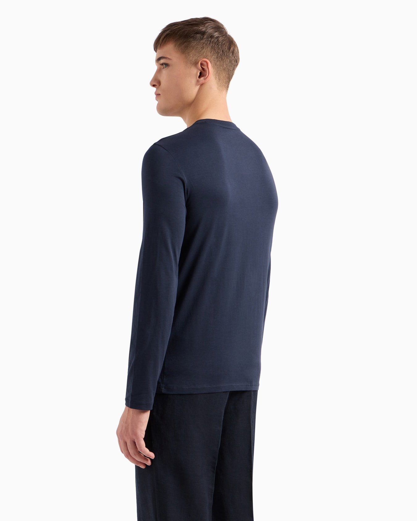 Pima Cotton Long Sleeve V-Neck T-Shirt Slide 2