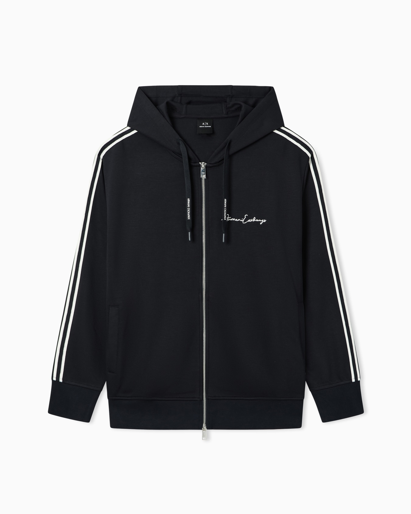 Sudadera con cremallera completa de algodón regenerado y bandas en las mangas Diapositiva 0