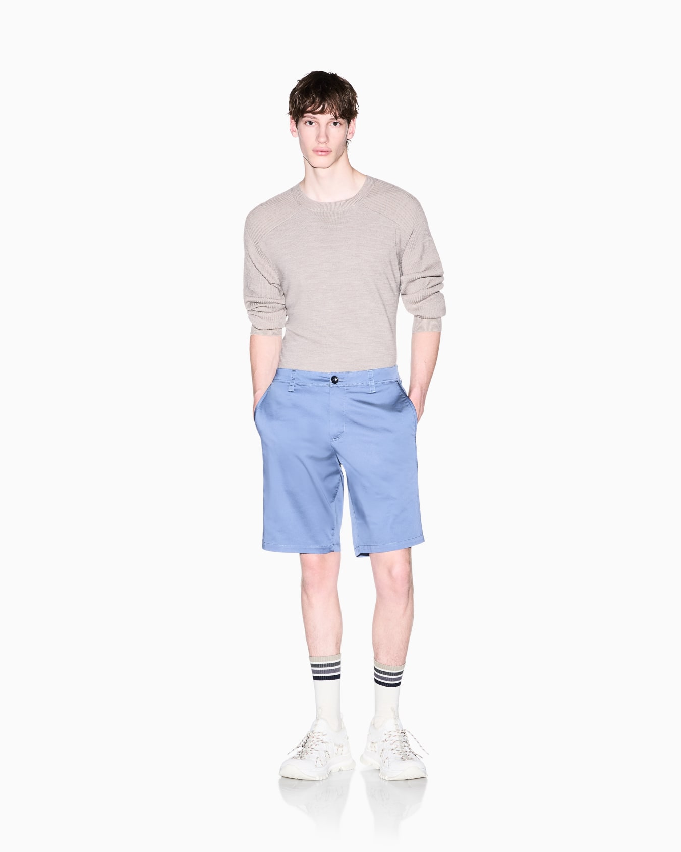 Bermuda shorts in stretch cotton satin Slide 1