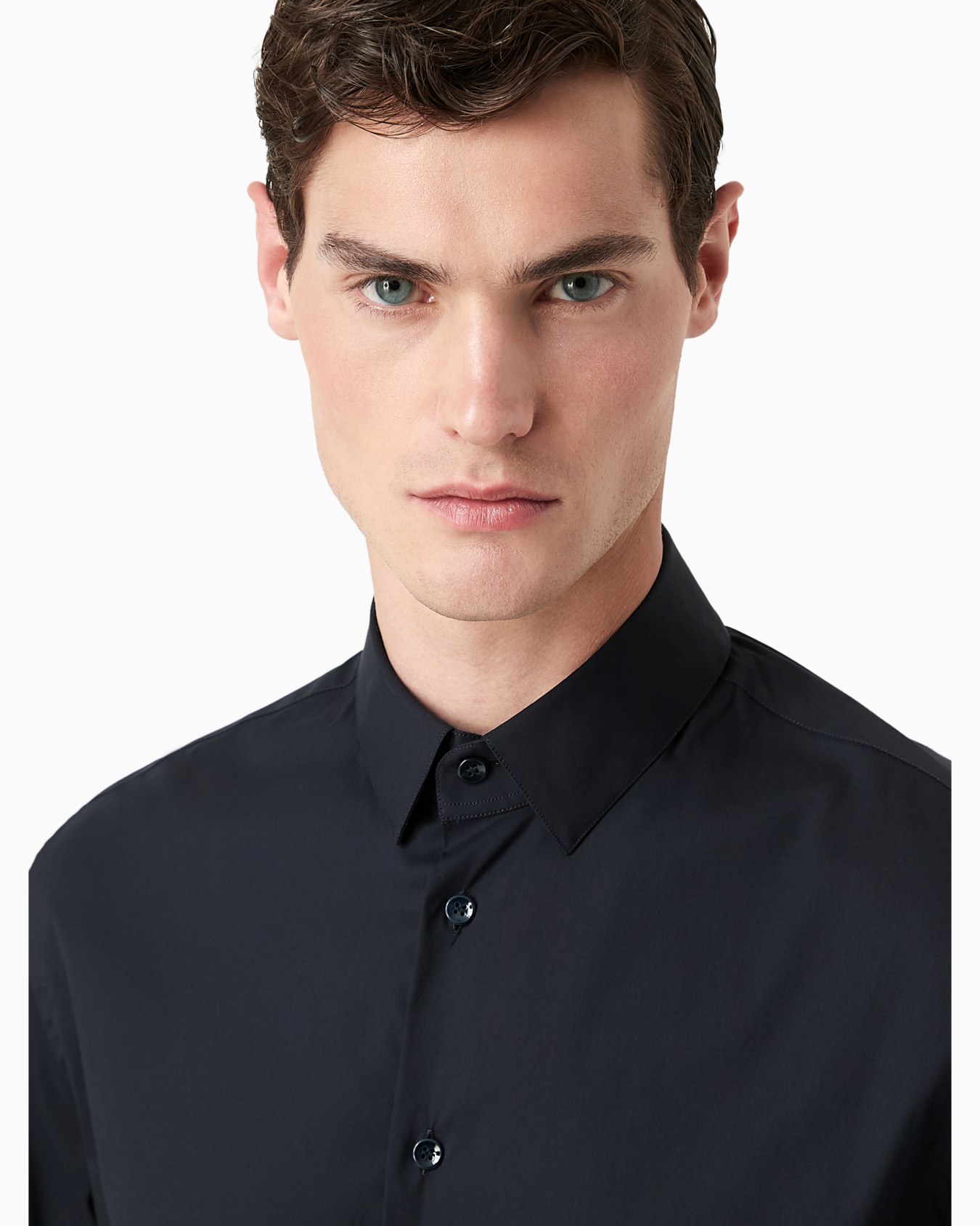 Chemise à manches courtes en tissu uni stretch Diapositive 5