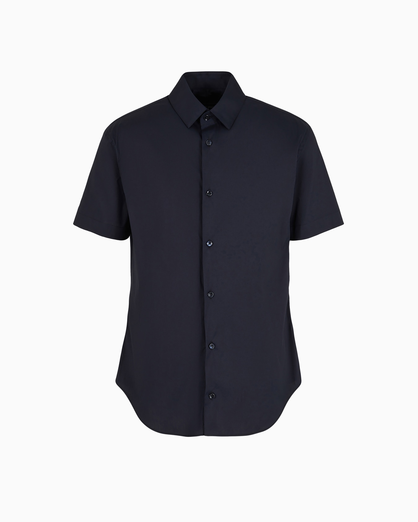 Chemise à manches courtes en tissu uni stretch Diapositive 0